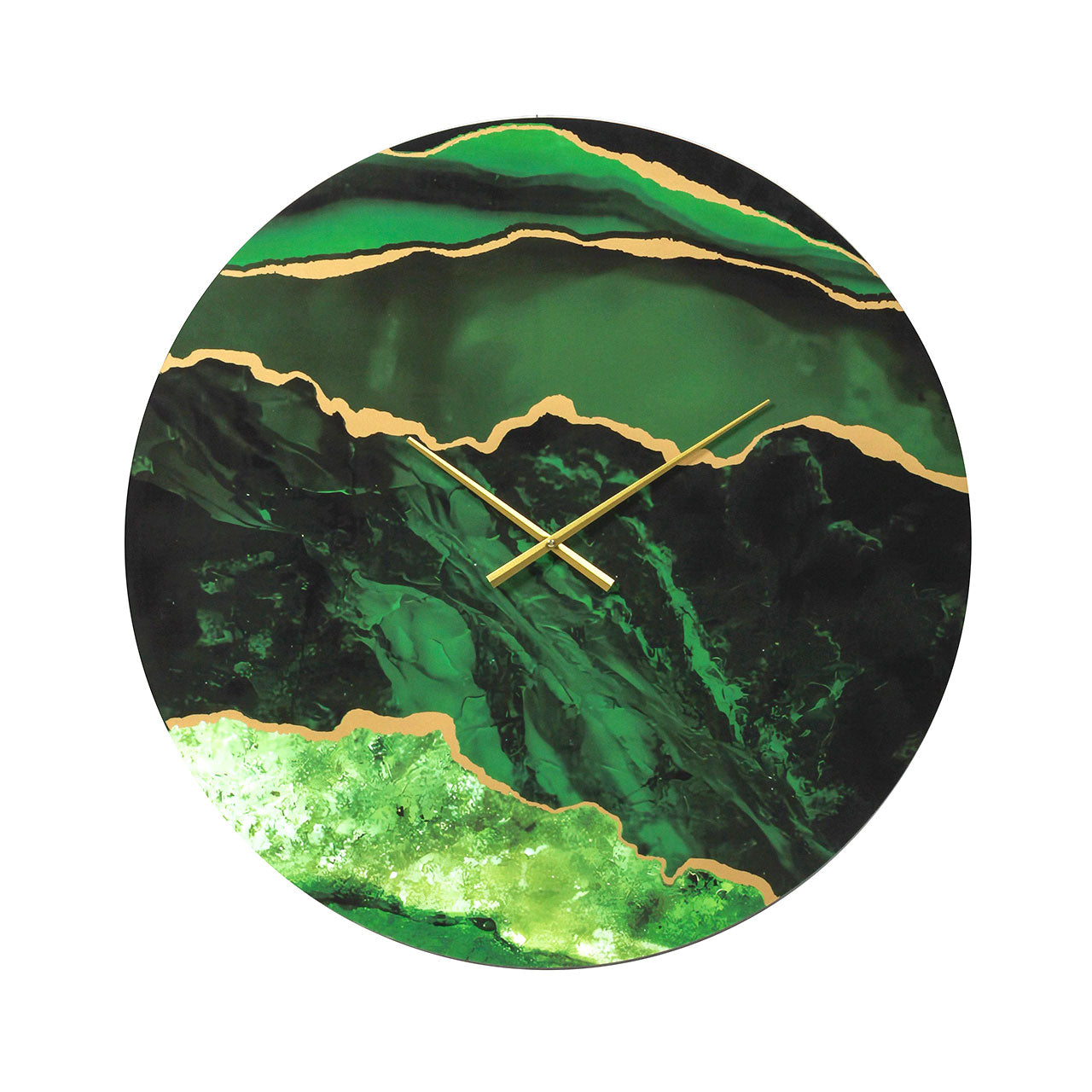 80cm Green and Gold Agate Design Wall Clock