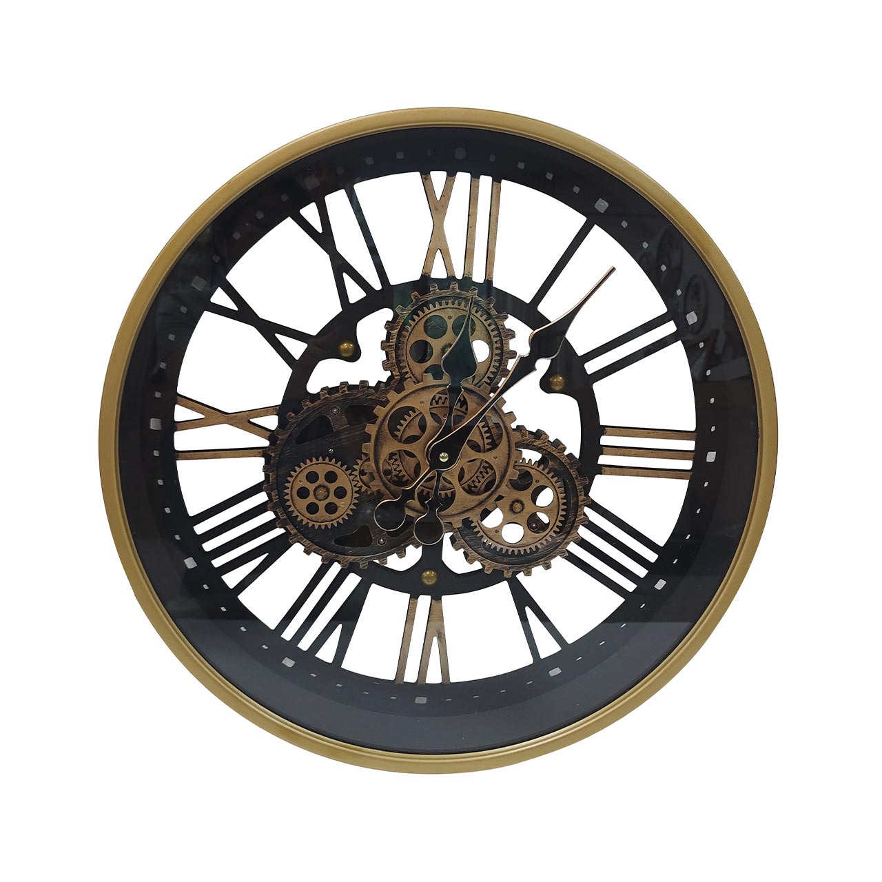 47.5cm Black Gears Wall Clock