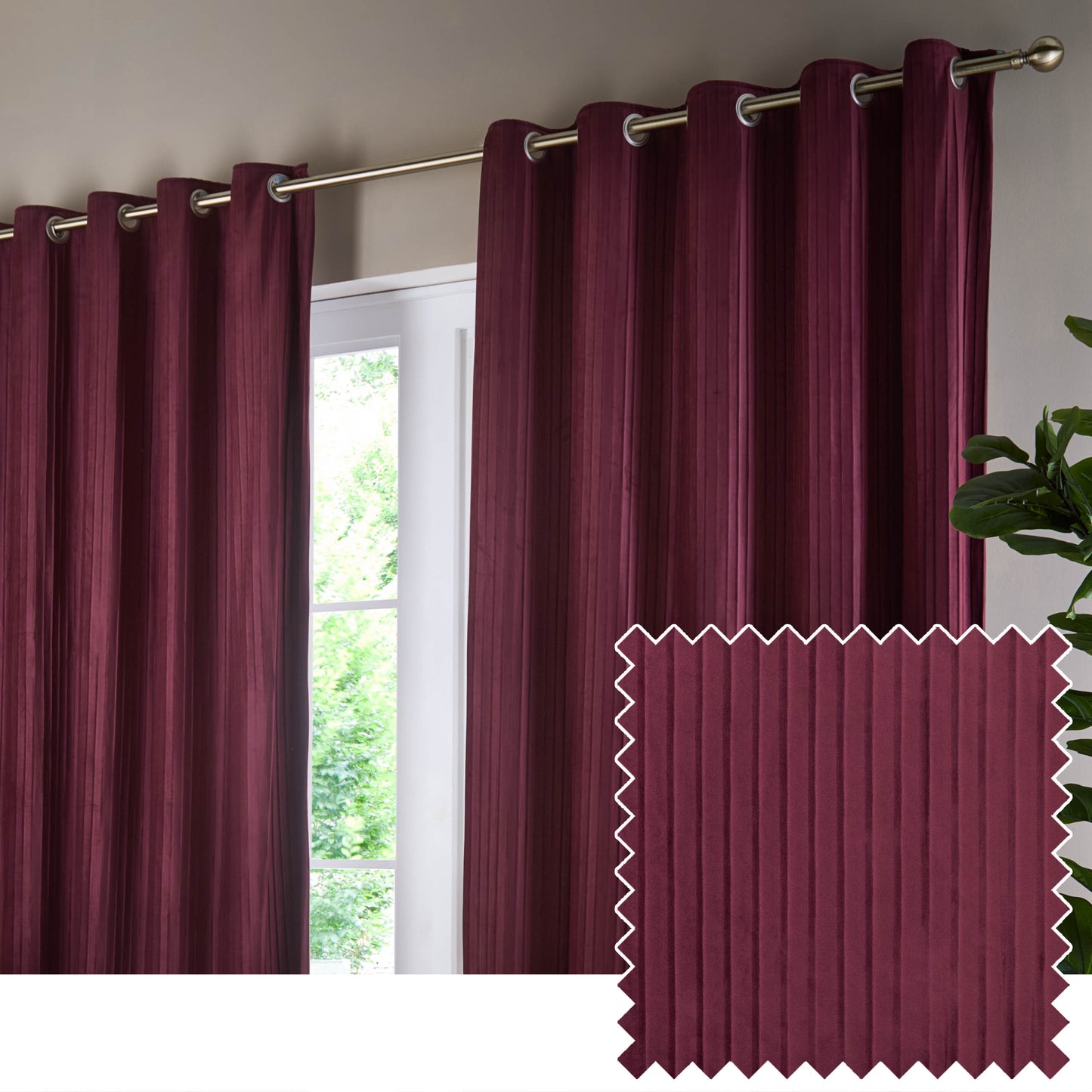 CORINTHIAN 228X137 EYELET CURTAINS MERLOT