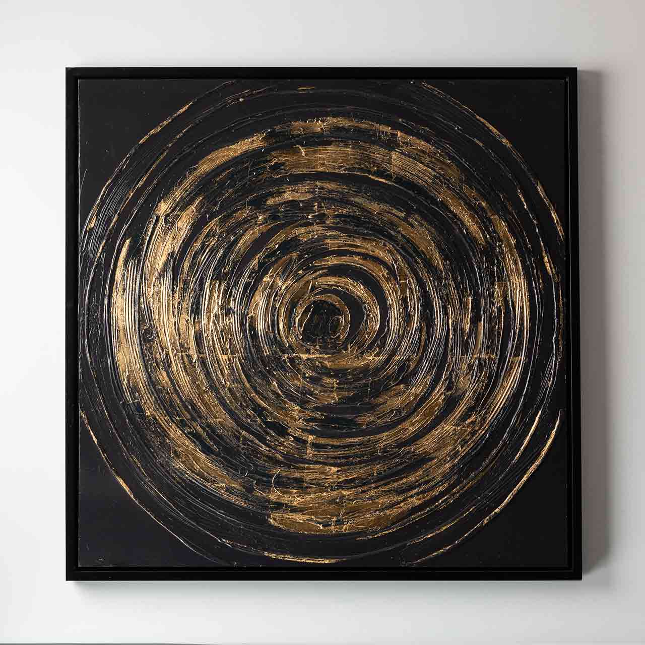 CP368 95x95 Framed Abstract Canvas Dark Grey and Gold