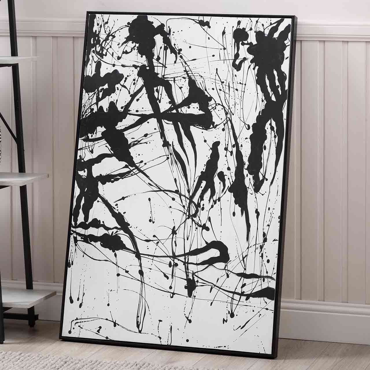 CP382 82x122 Framed White and Black Hand Splash Wall Art