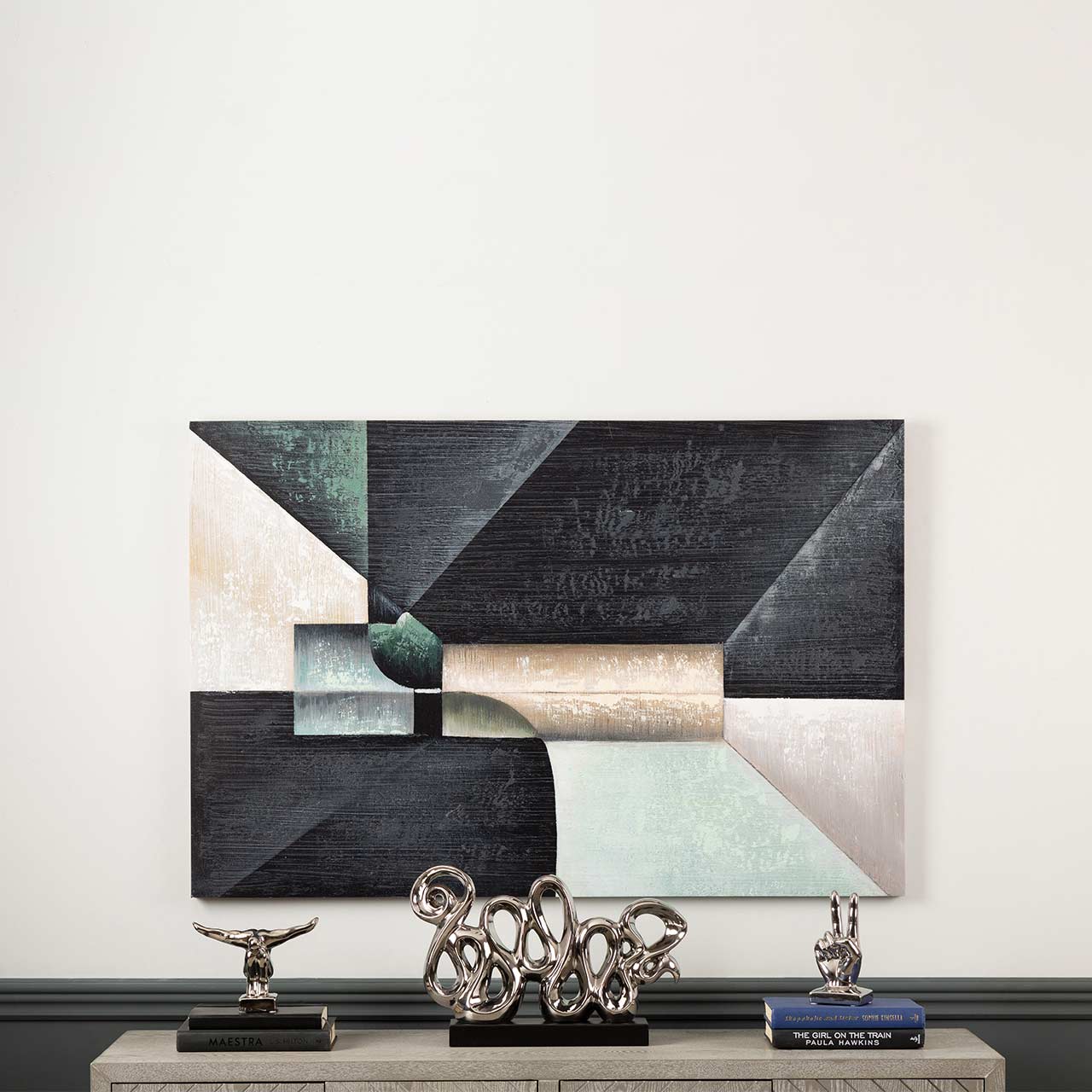 CP387 80x120 Blue and Grey Asymmetrical Abstract Canvas