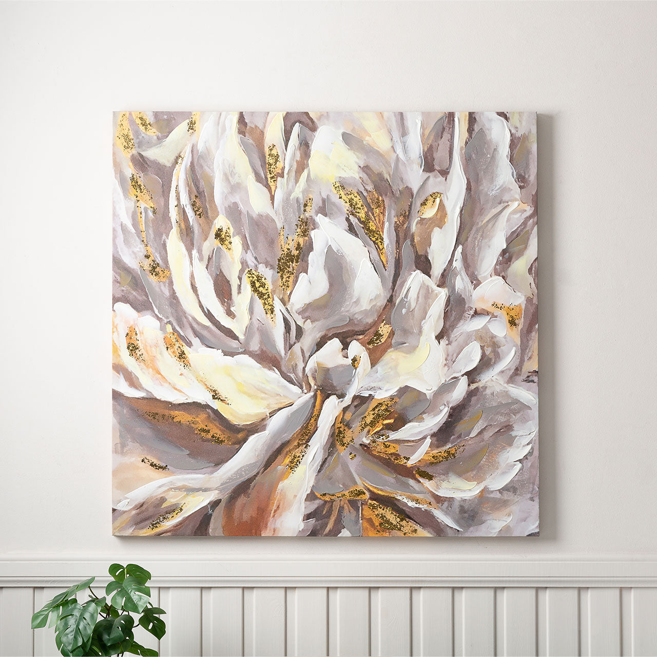 CP388 90x90 Mustard and Grey Abstract Canvas