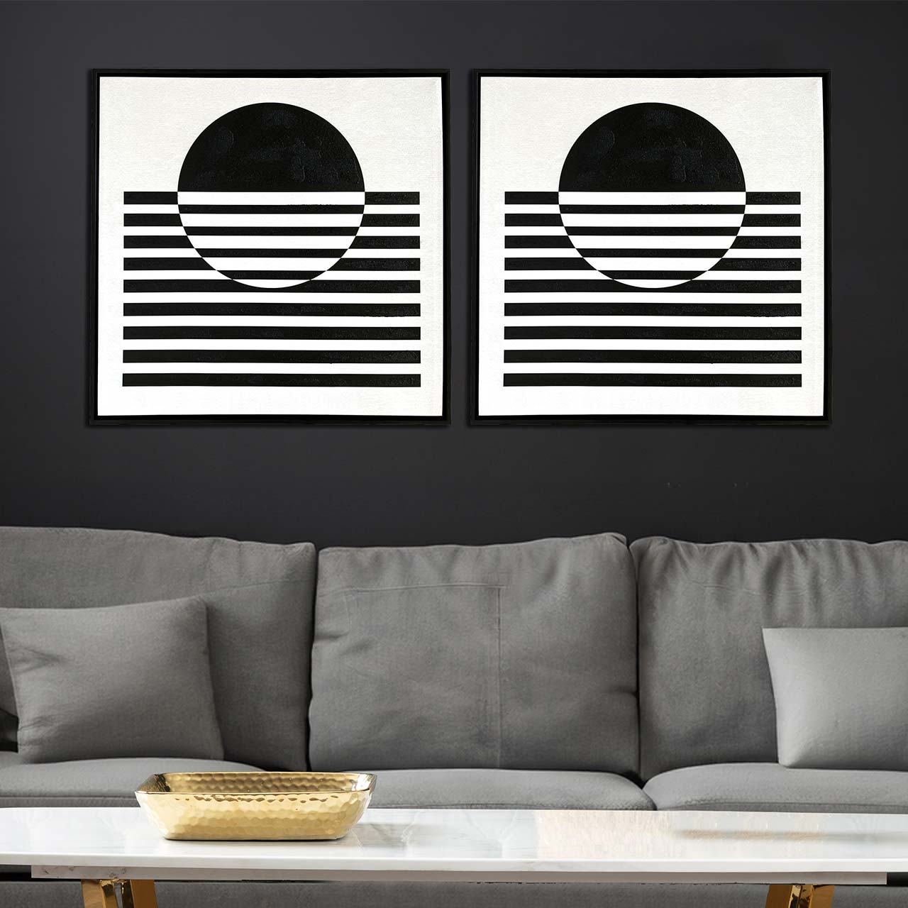 CP404 63x63 Framed Abstract Canvas Black and White