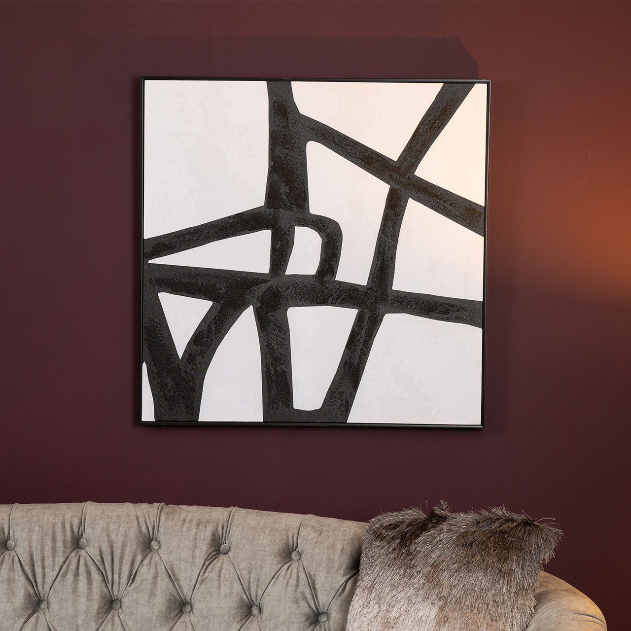 CP405M 82x82 Framed Line Abstract Canvas Black and White
