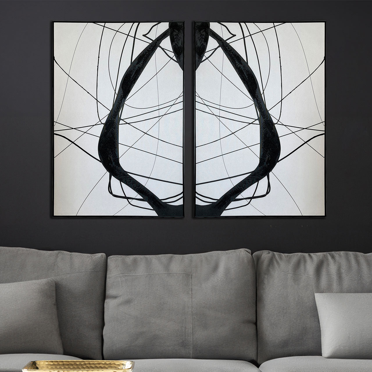 CP410L 72x142 Framed Abstract Canvas Black and White