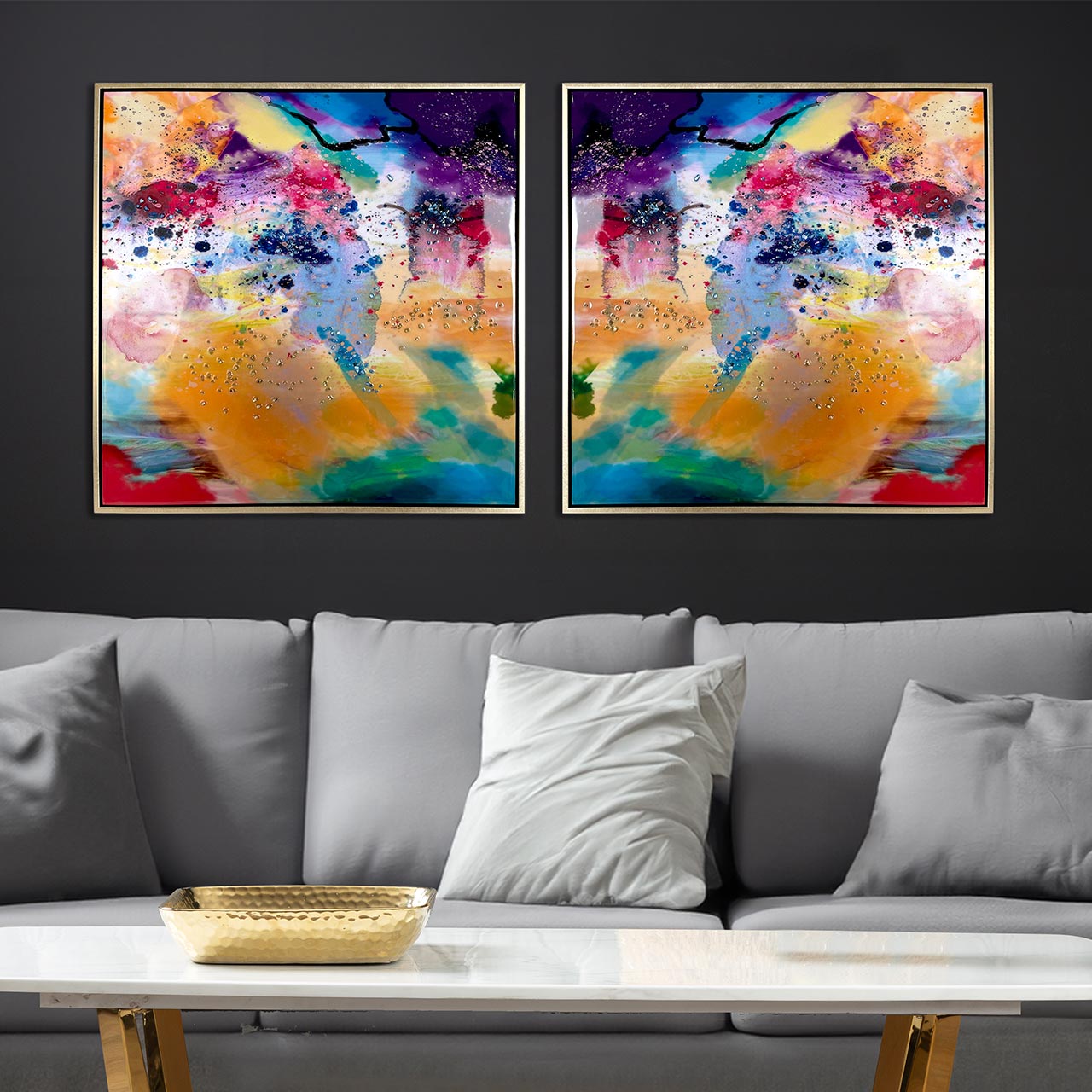 CP412S 62.5x62.5 Framed Multicolored Abstract Canvas