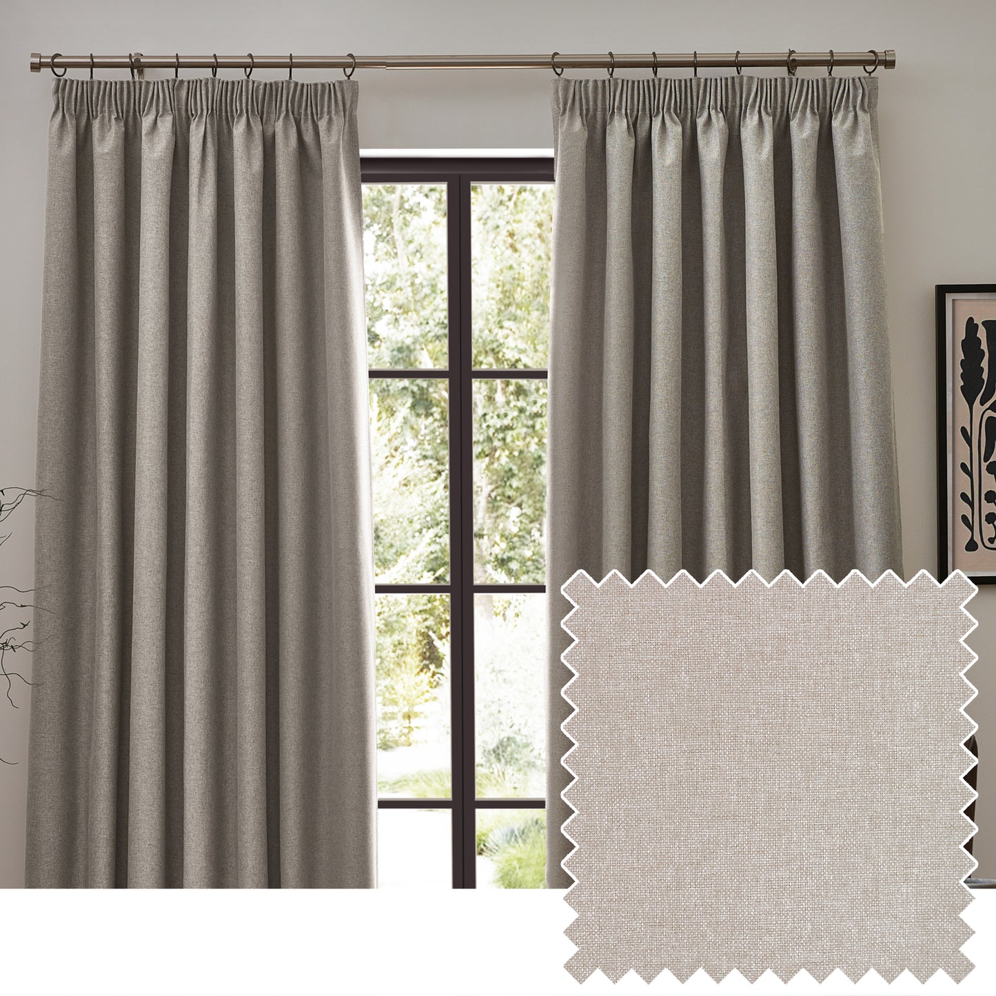 DAWN 117X137 PENCIL PLEAT CURTAIN LINEN