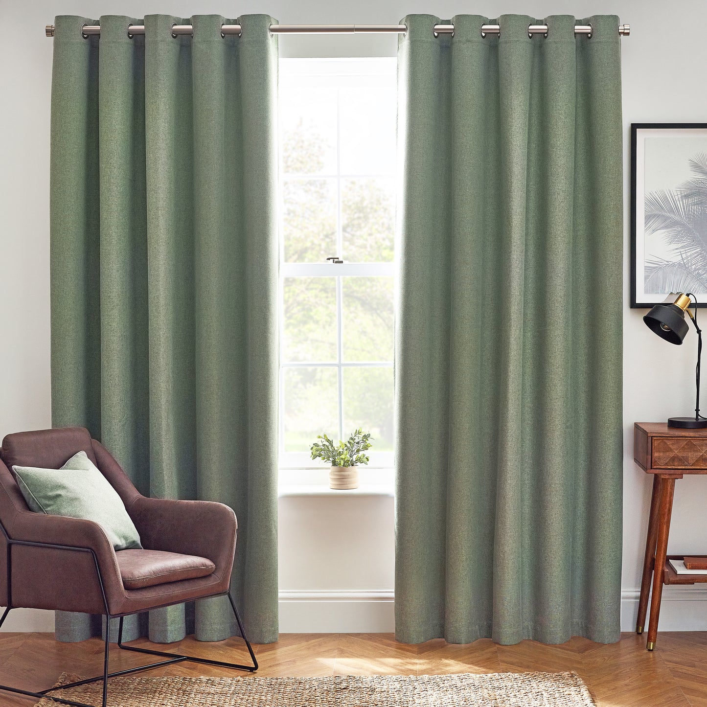 DAWN 168X183 EYELET CURTAIN EUCALYPTUS