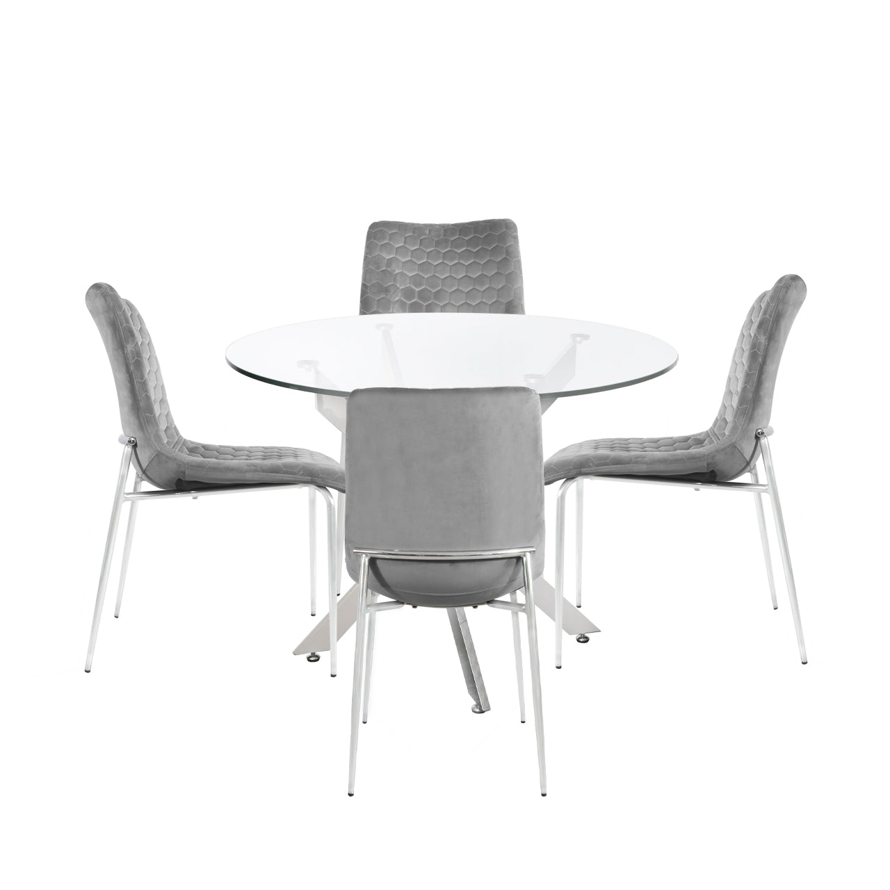 Nova 100cm Round Dining Table & 4 Grey Zula Chairs