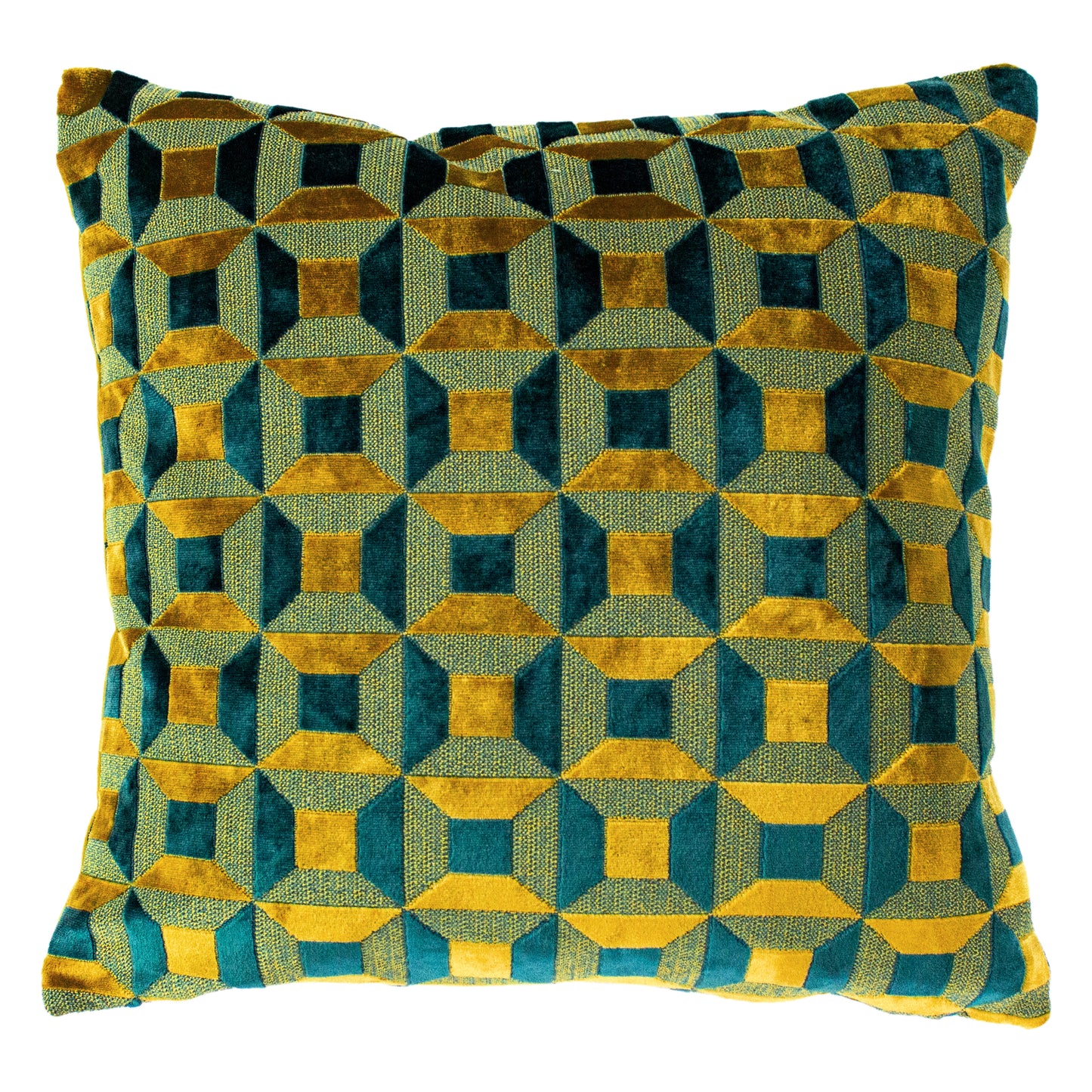 EMPIRE 45X45 FEATHER FILLED CUSHION TEAL/GOLD