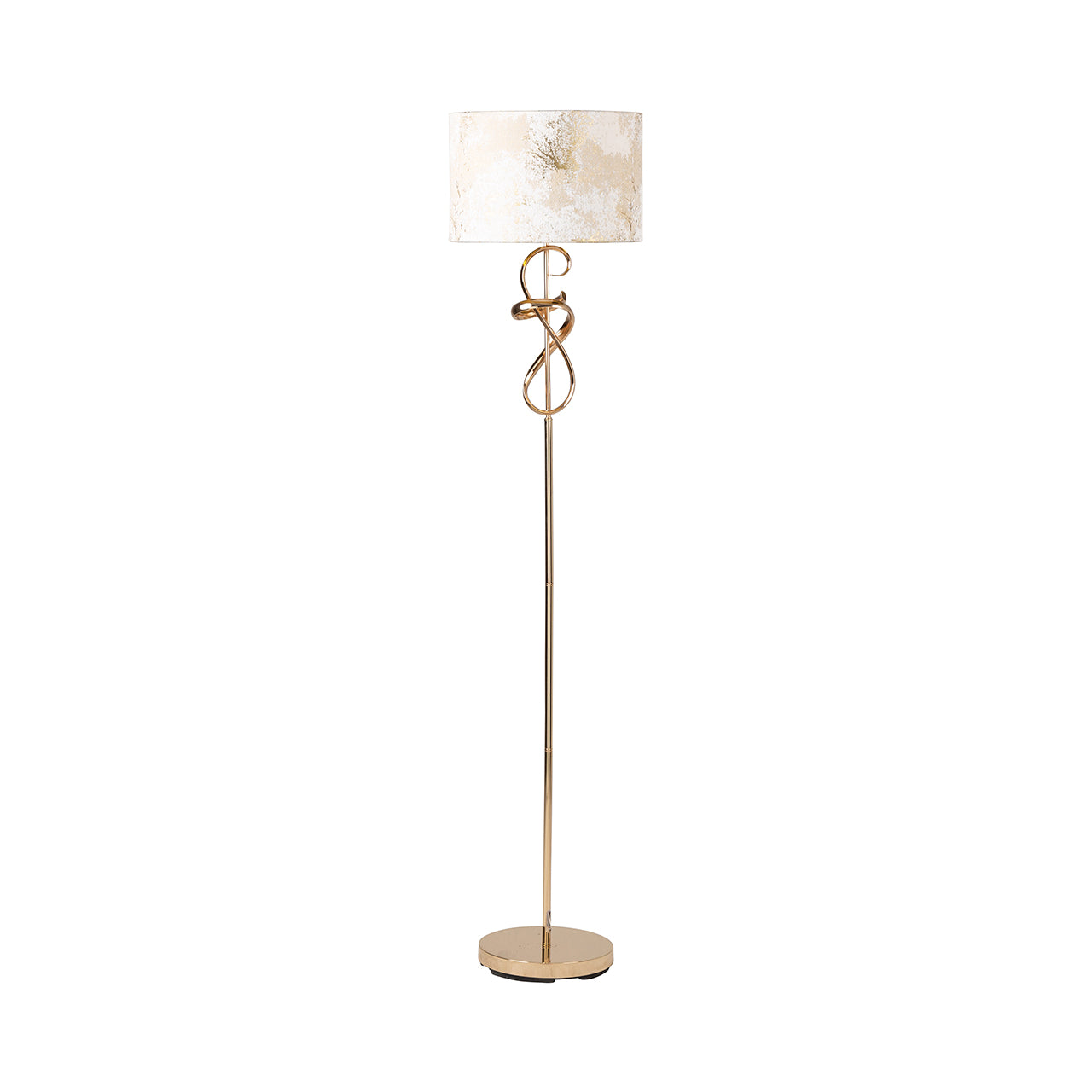 159cm Gold Swirl Floor Lamp 2T Ivory Linen Shade Gold inside - Dual Plug