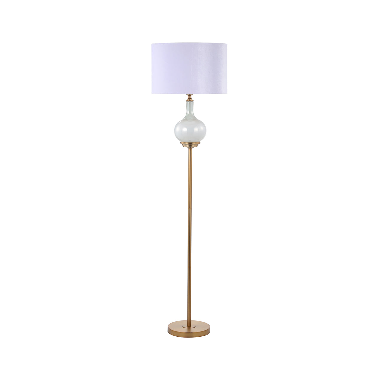 75.5cm Silver Frost Glass Table Lamp with Mocha Velvet Shade- Silver Ins- E27 Dual Plug