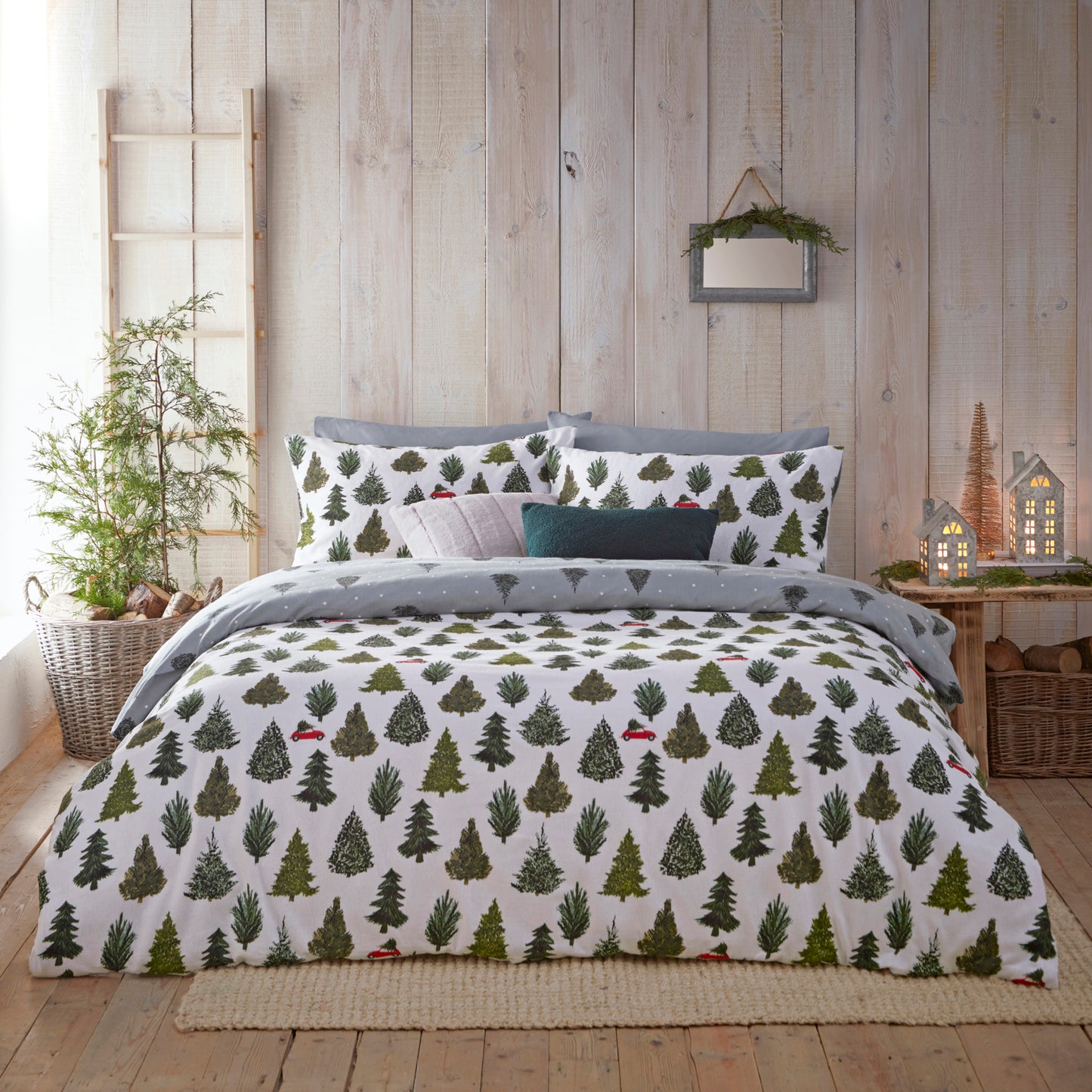 EVERGREEN KING SIZE DUVET SET PINE GREEN