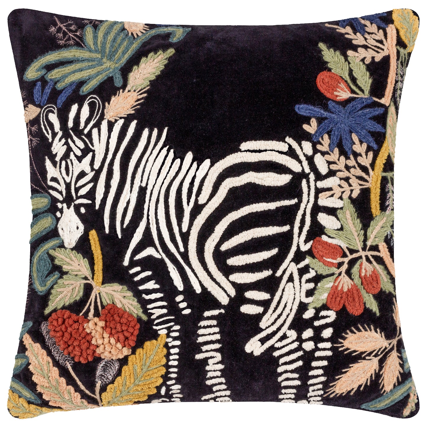 EXOTIC ZEBRA 50X50 FEATHER FILLED CUSHION MIDNIGHT
