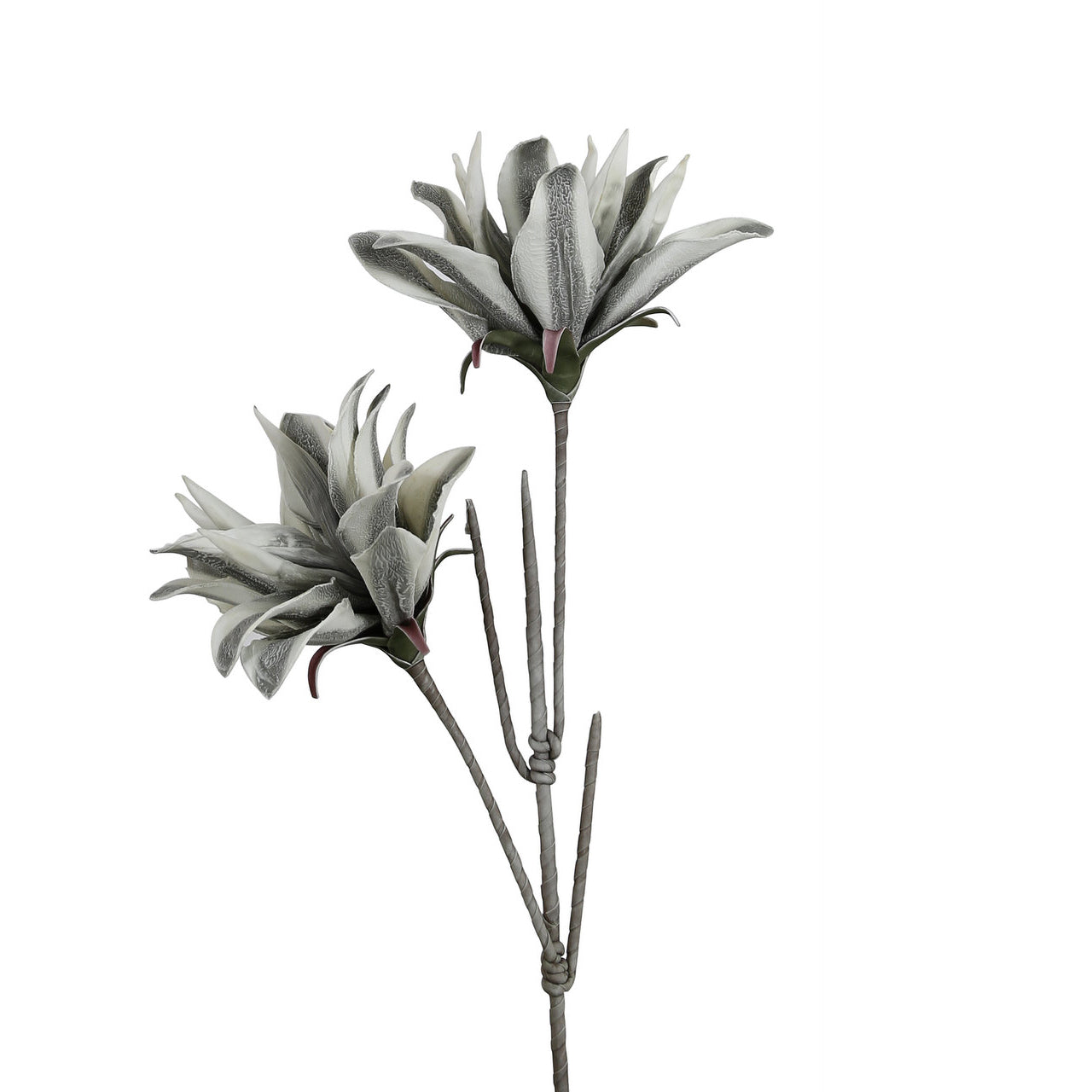 120cm Stripy Double Stem Foam Flower Grey