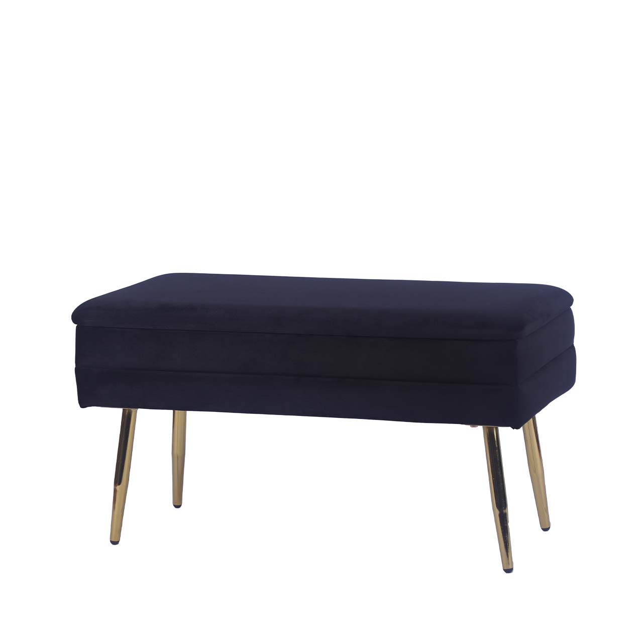 Storage Bench Black Velvet with Gold Legs - KD
