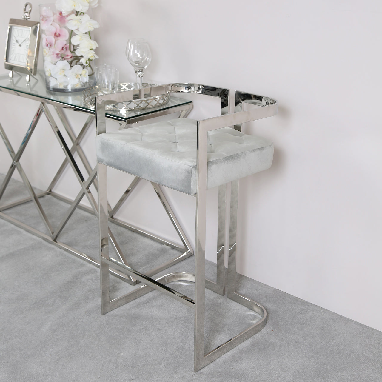 Harry Steel Bar Stool Grey