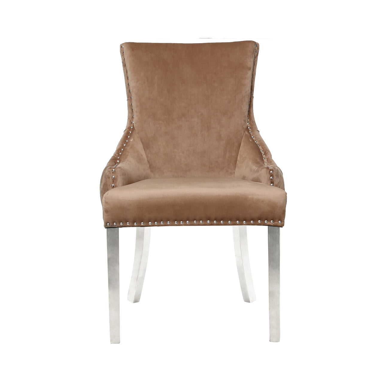 Tufted Back Dining Chair Champagne Steel Legs - DSP