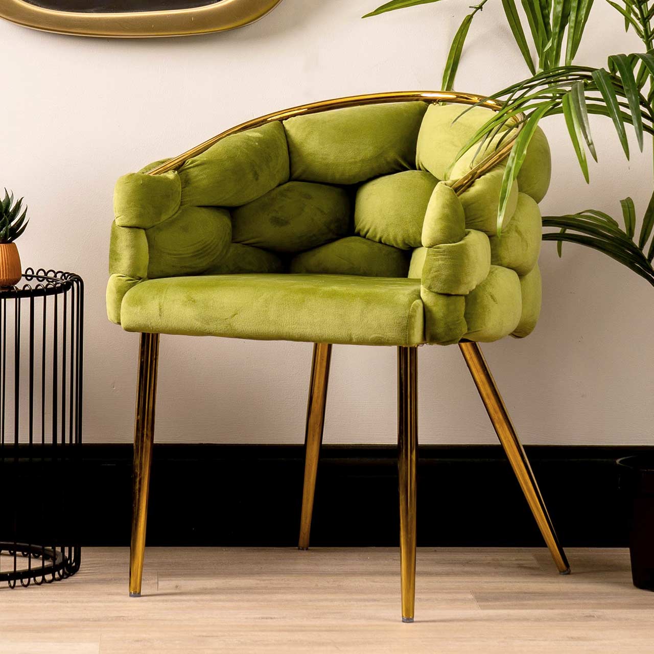 Margaux Green Velvet Dining Chair with Gold Legs