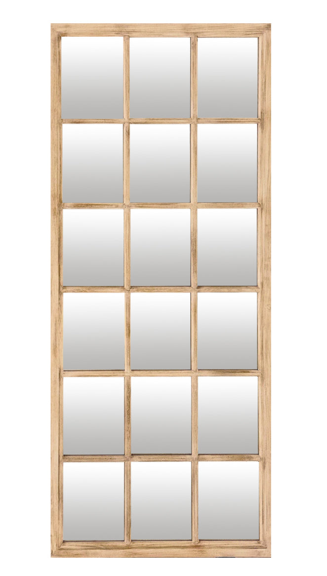 Tall Washed Wood Window Mirror