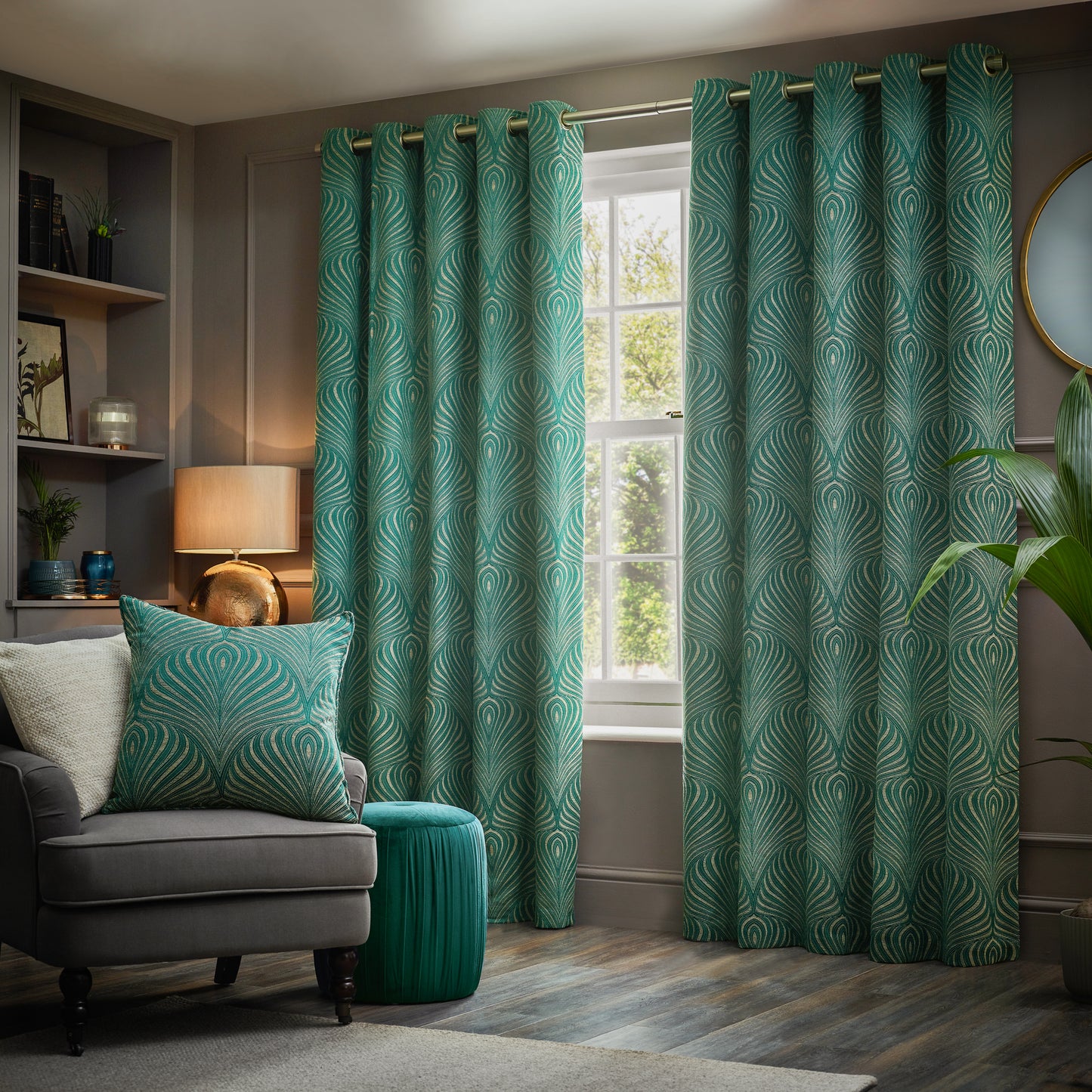 GATSBY 167X228 EYELET CURTAINS EMERALD