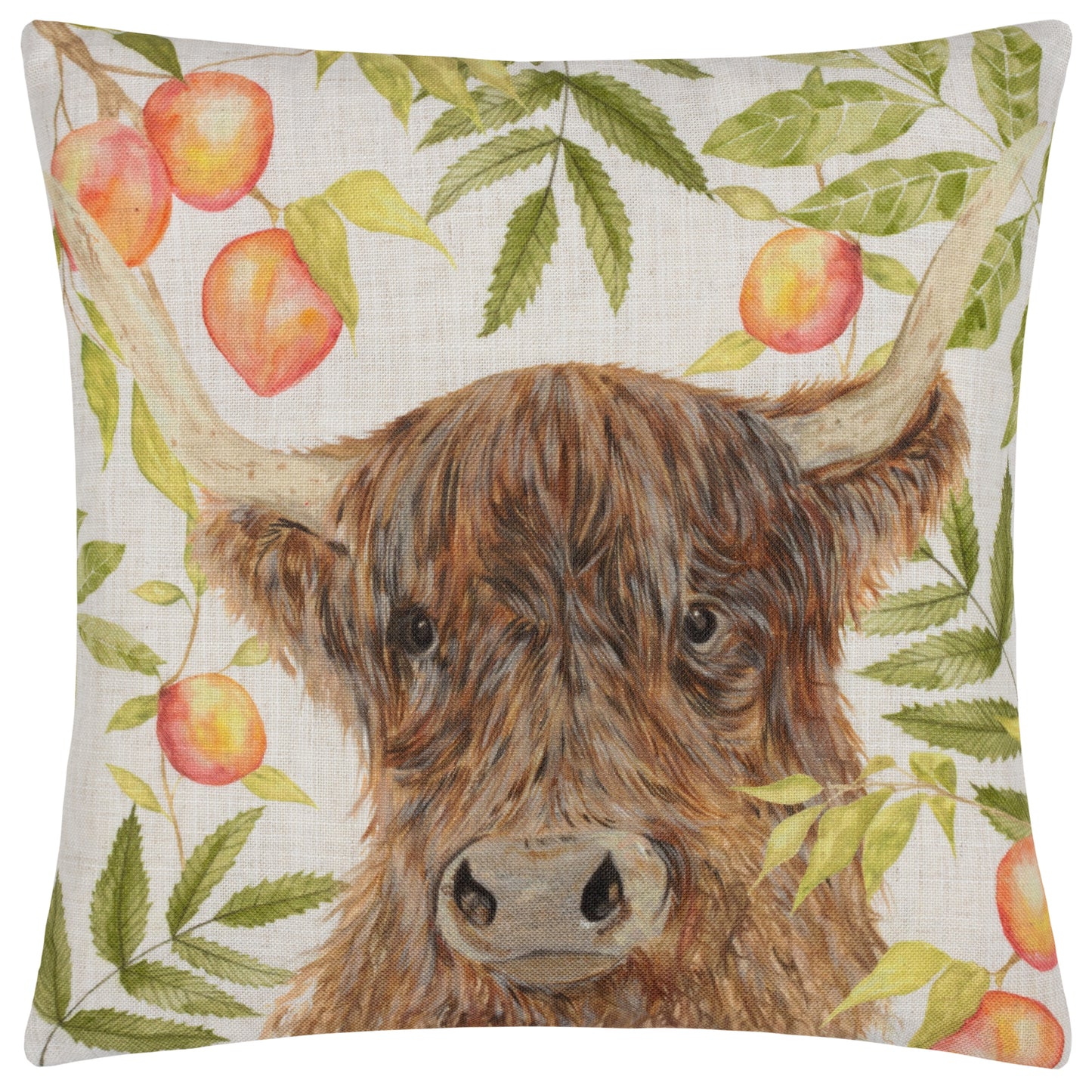 GROVE HIGHLAND COW 43X43 FEATHER FILLED CUSHION NATURAL