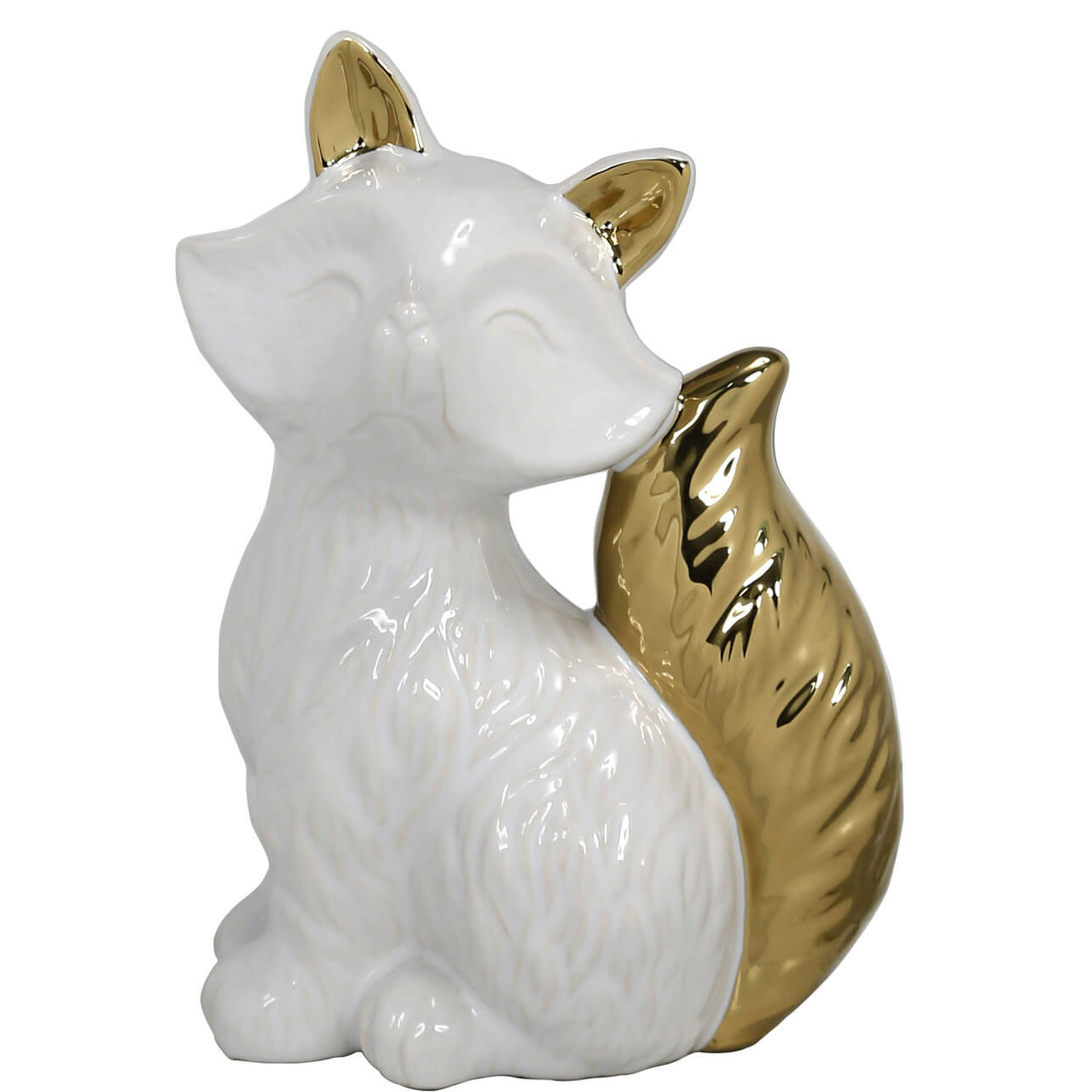 16.5cm Fox Decoration White Gold