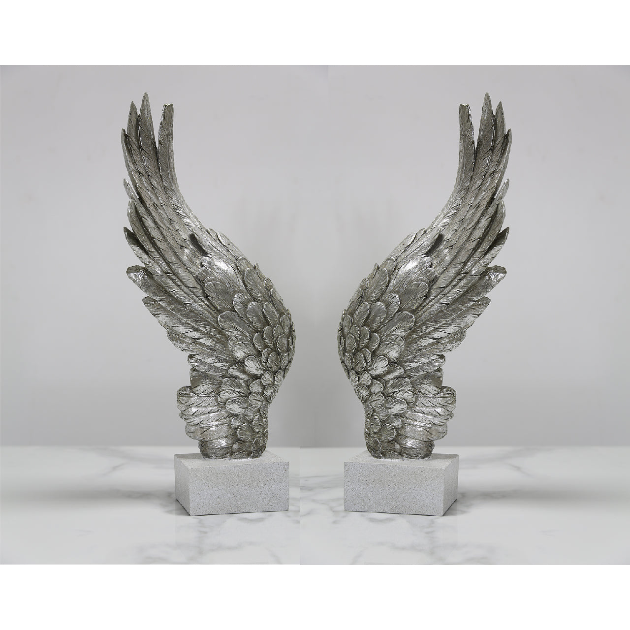 49.5cm Right Angel Wing DŽcor Antique Silver