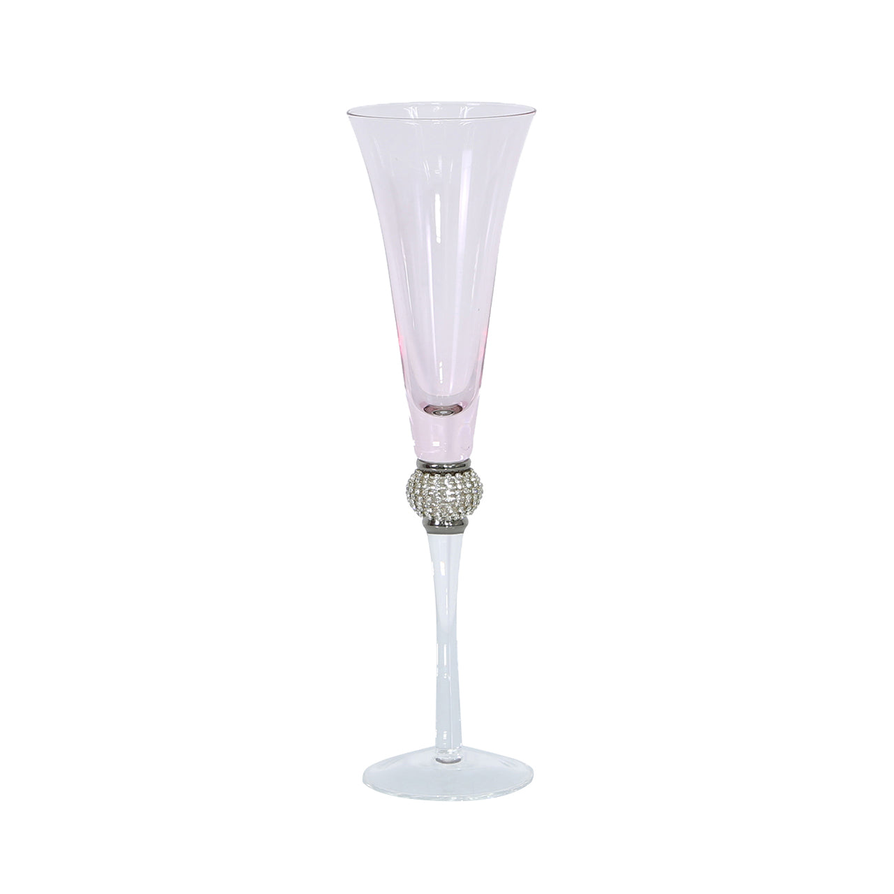Milano Pink Glass Champagne Flute Diamante Ball