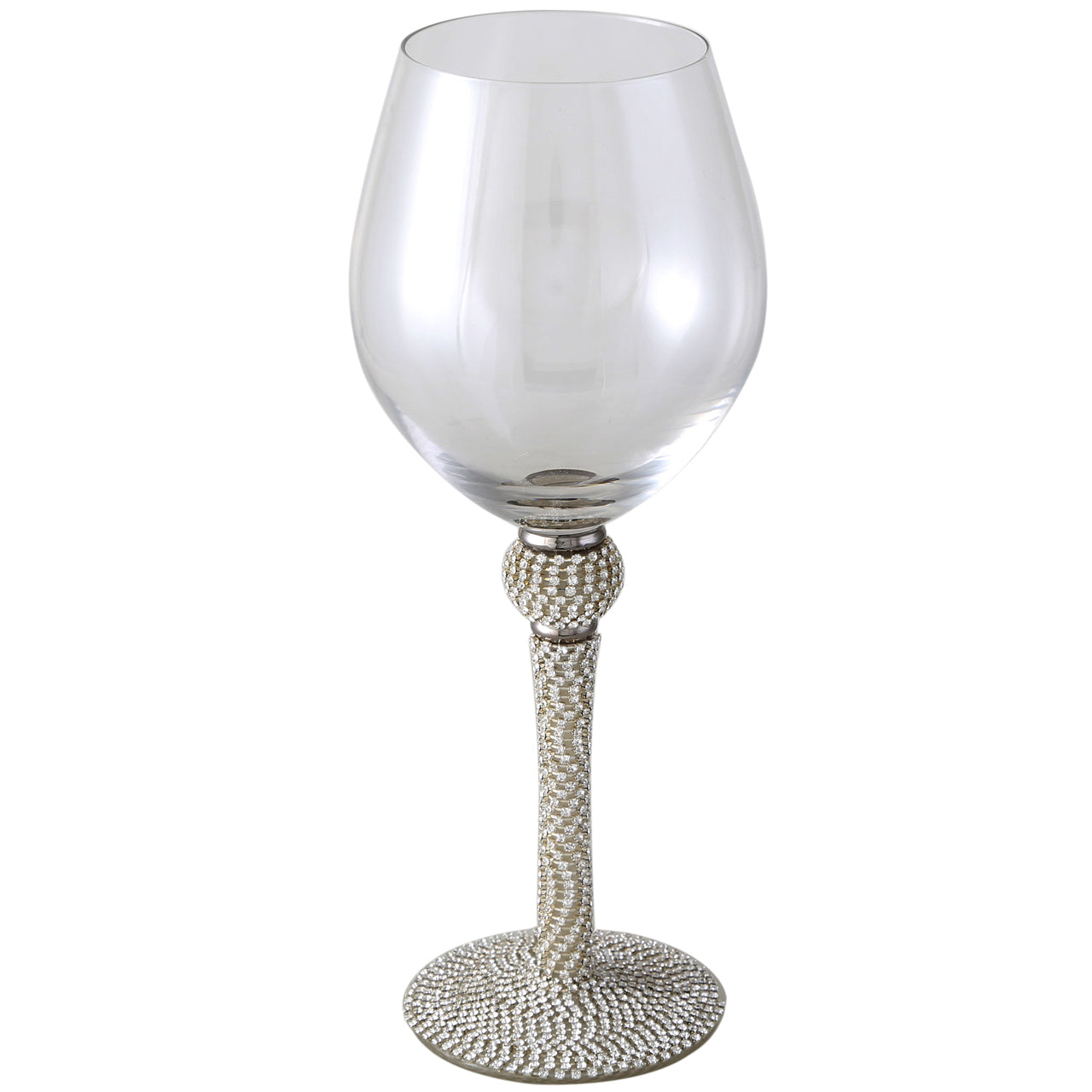 Milano Red Wine Glass Diamante Stem and Ball