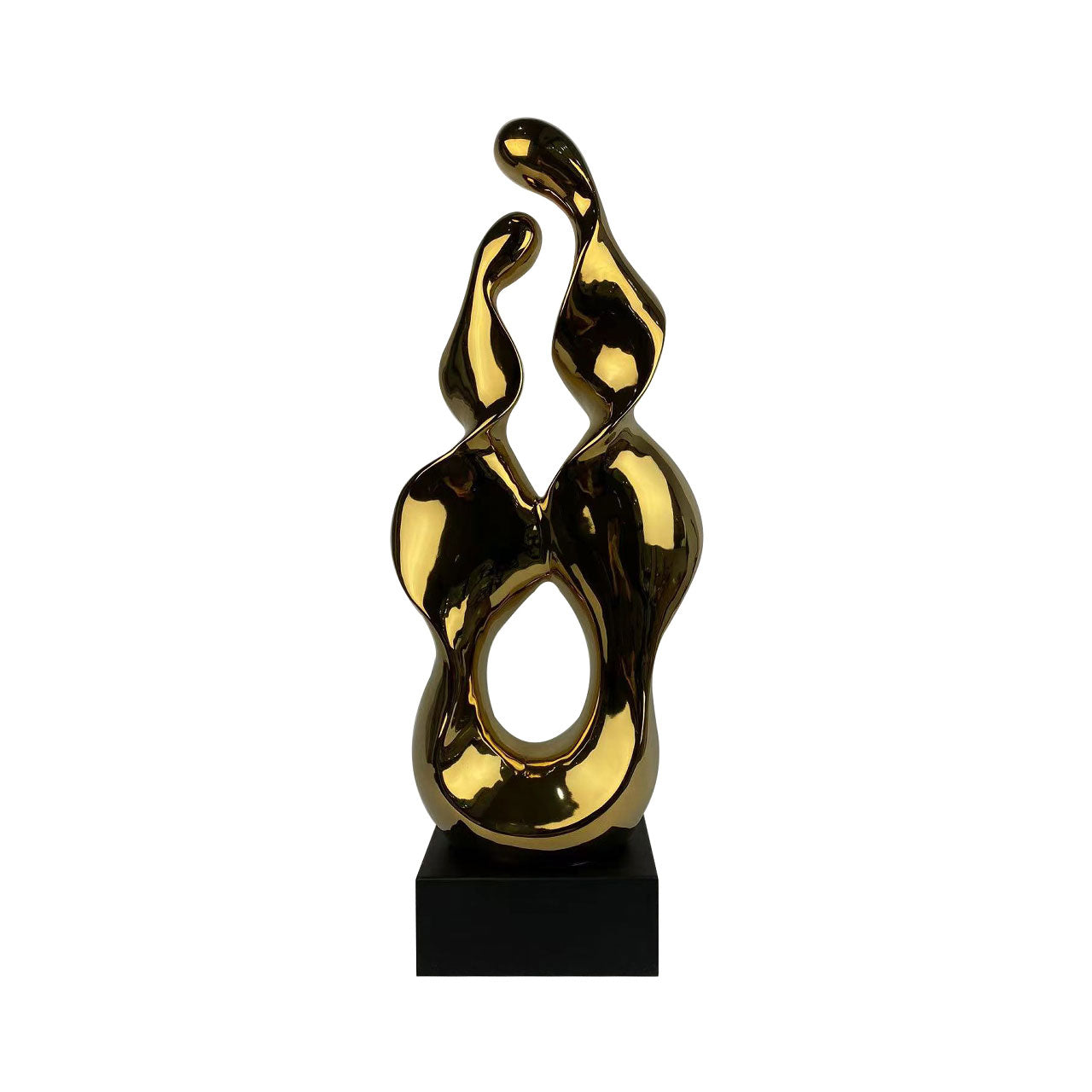 69cm Gold Abstract Sculpture on Black Stand