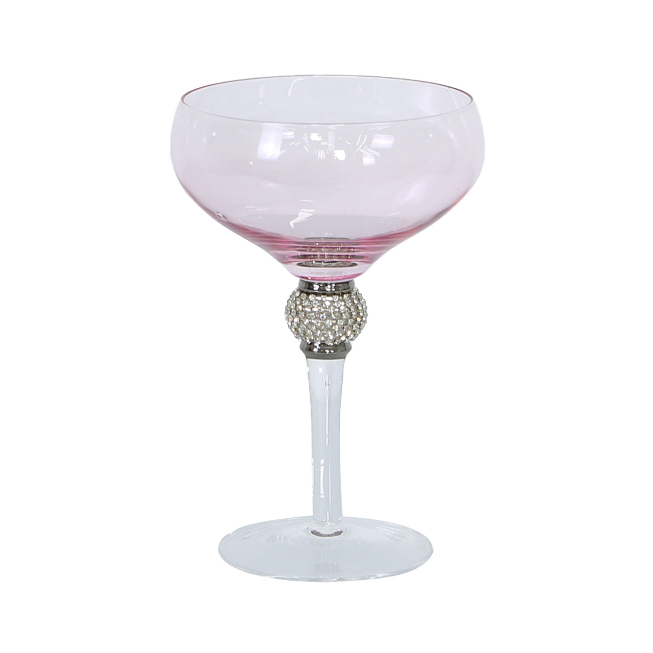 Milano Champagne Saucer Pink Glass Diamante Ball