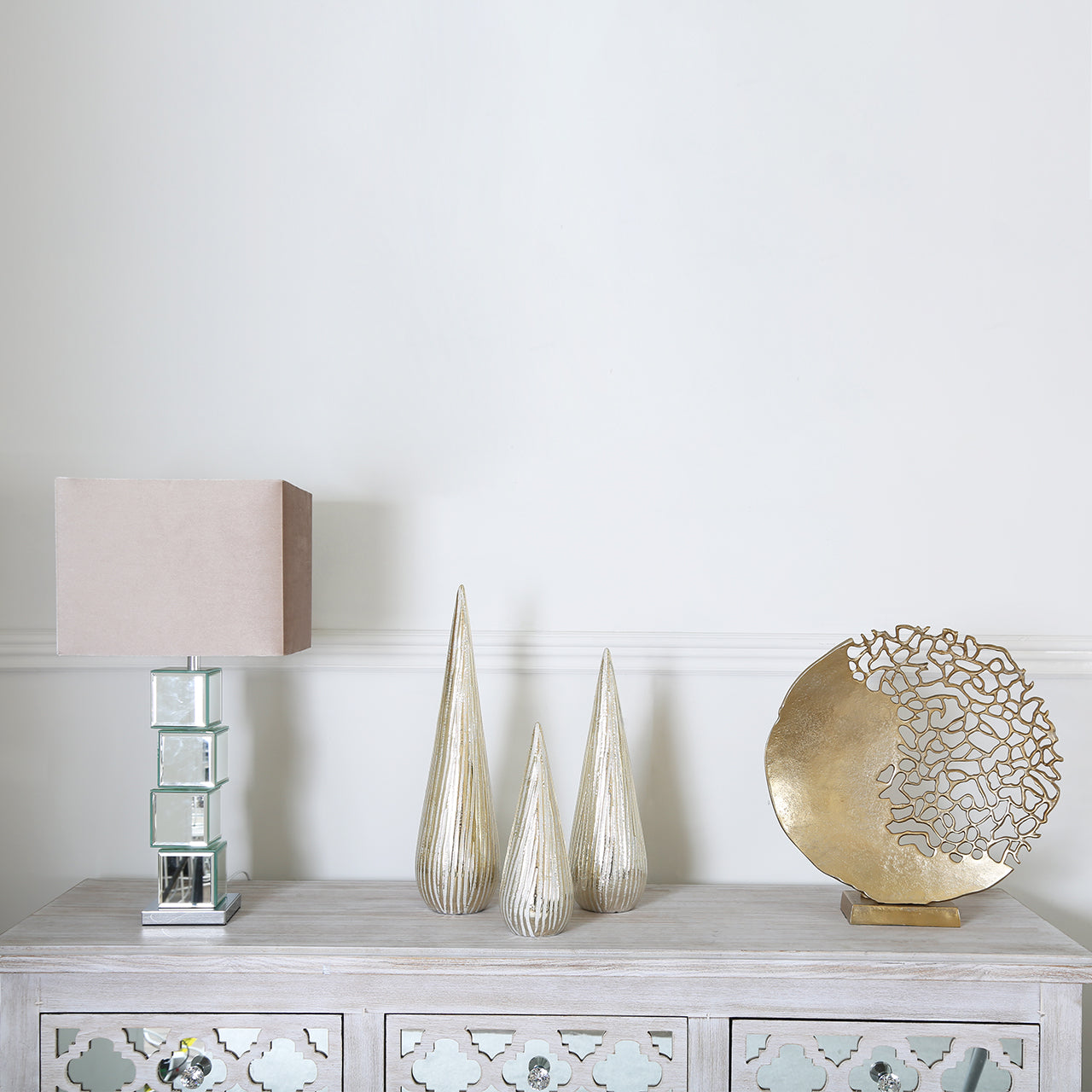 44cm Coral Decoration On Base Gold