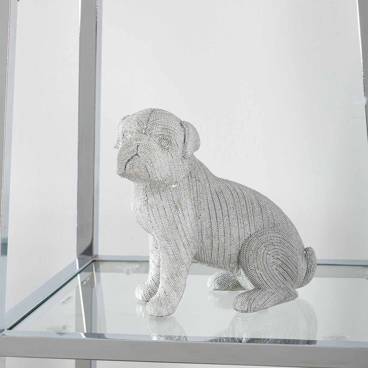 Glitz Bulldog Figurine Silver