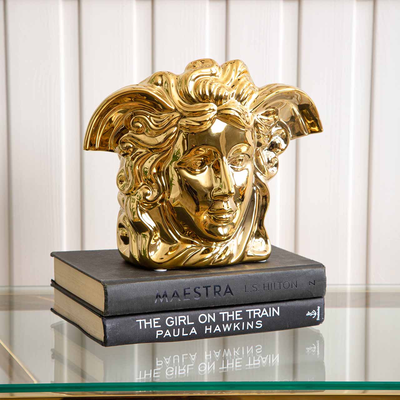 Medium Medusa Sculpture Gold Vase