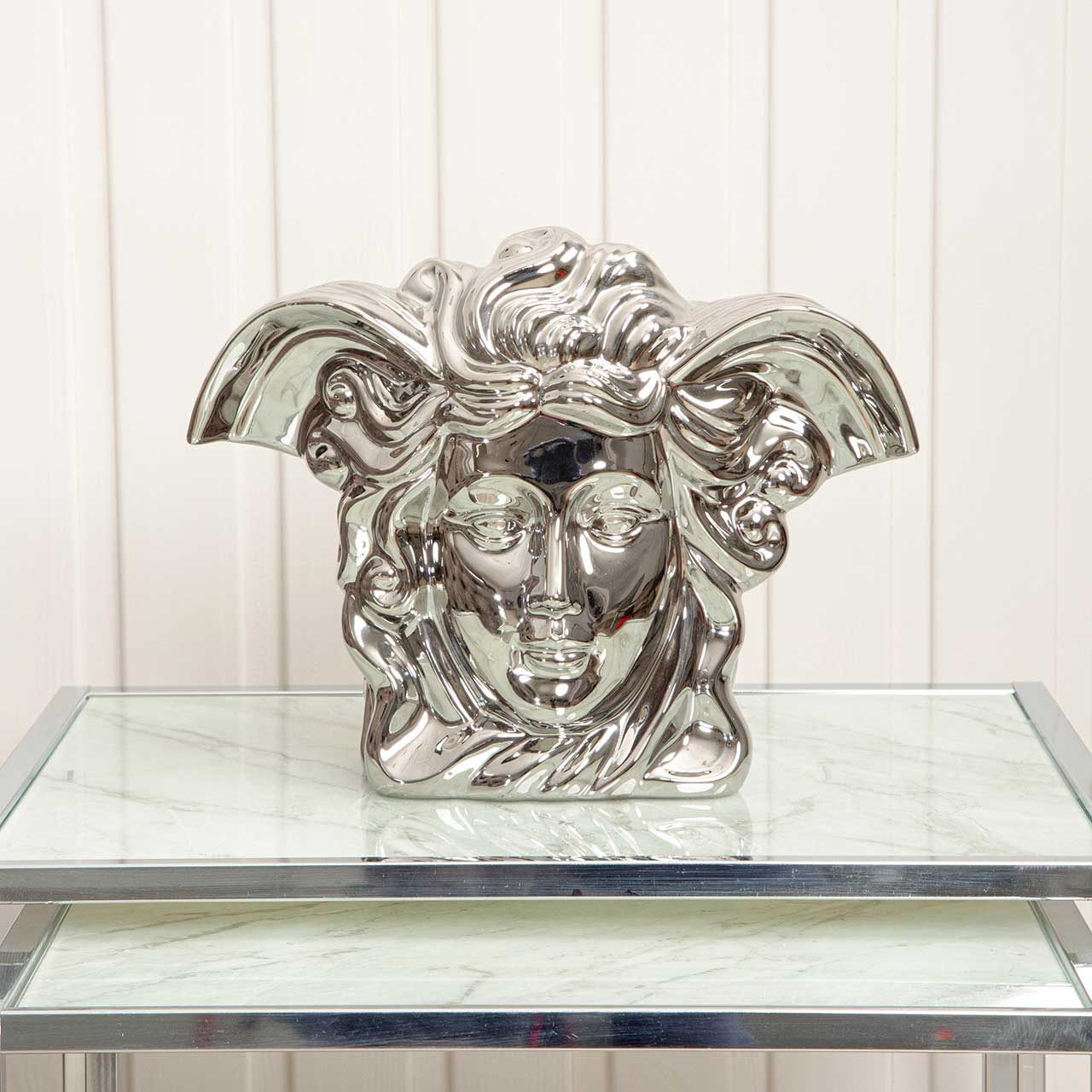 Medium Medusa Sculpture Silver Vase