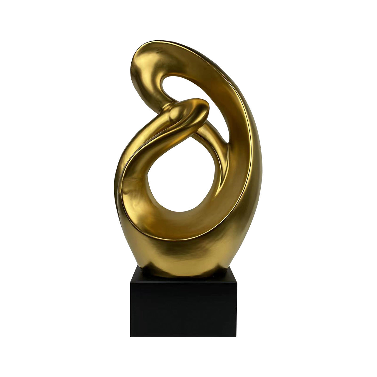 69cm Matte Gold Abstract Sculpture On Black Stand