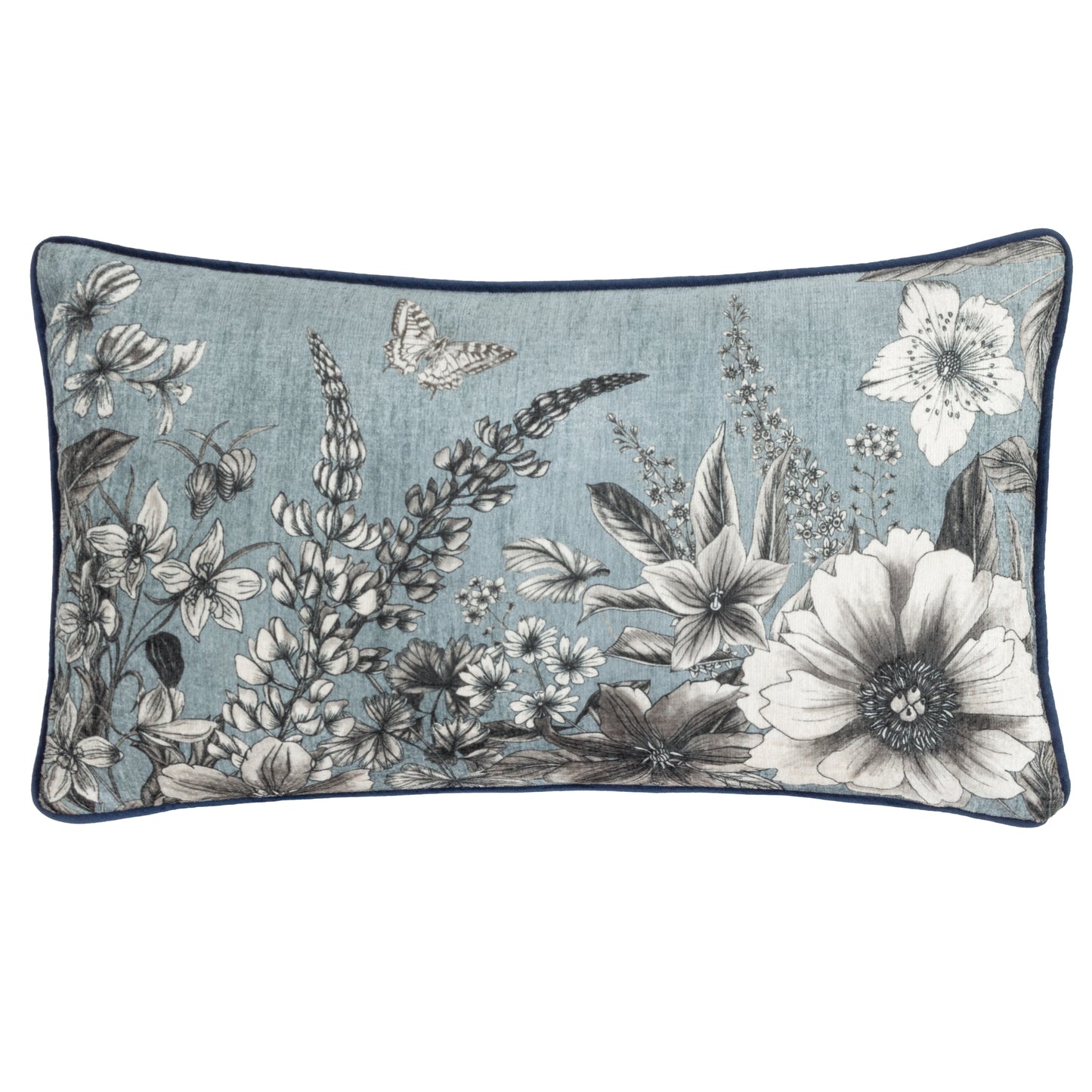HARLINGTON GARDENIA 30X50 FEATHER FILLED CUSHION PETROL