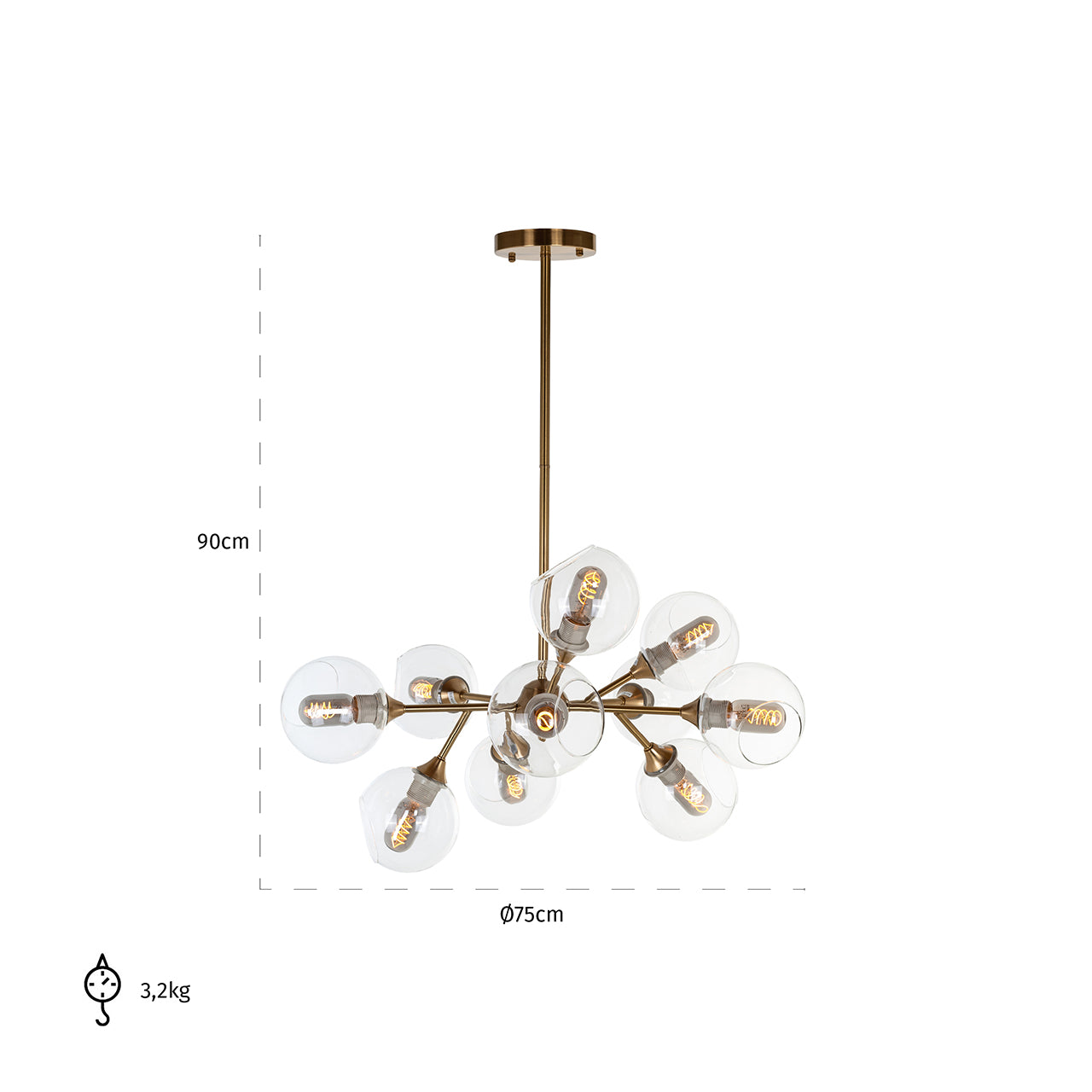 Chandelier Quinsy (Brushed Gold)- Richmond Interiors