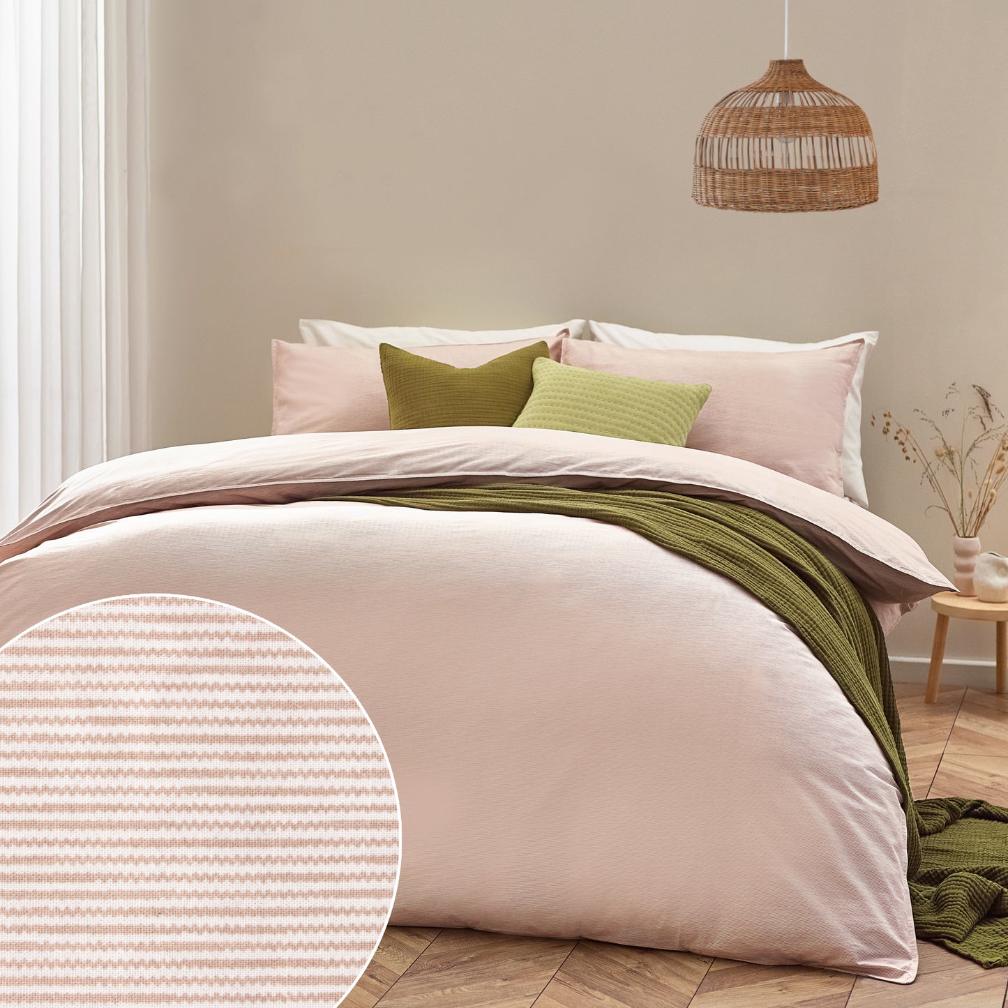 HEATON STRIPE SUPER KING DUVET SET BAKED EARTH