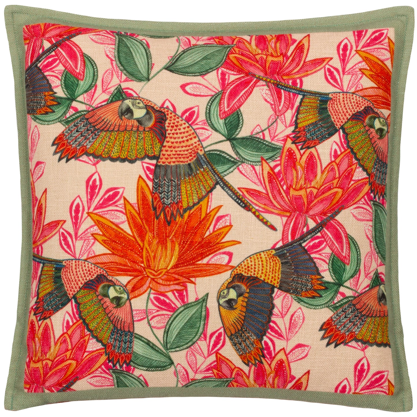 INIKO PARROTS 43X43 FEATHER FILLED CUSHION MULTI
