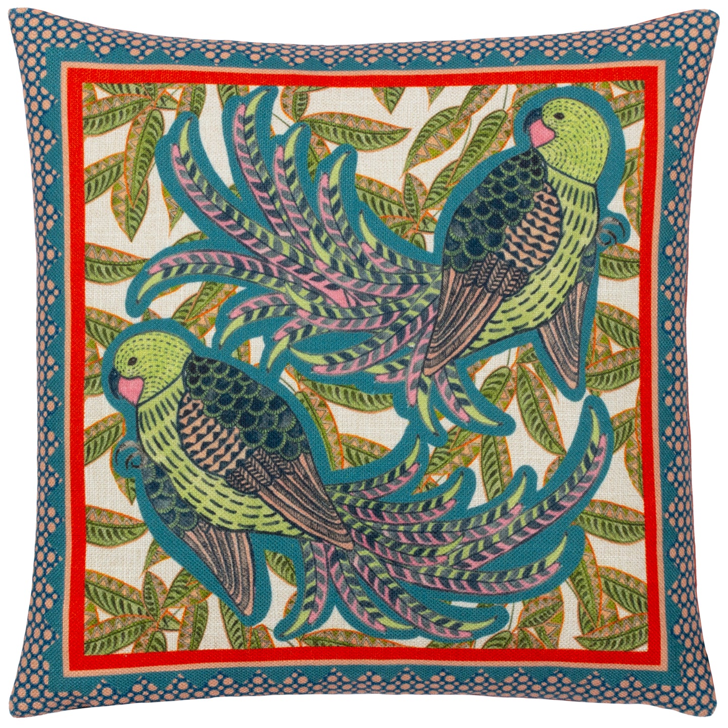 KARASI PARROTS 43X43 FEATHER FILLED CUSHION MULTI