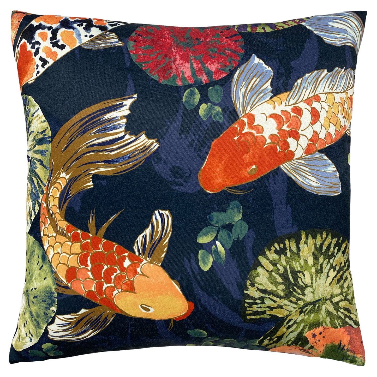 KOI POND 50X50 FEATHER FILLED CUSHION MIDNIGHT