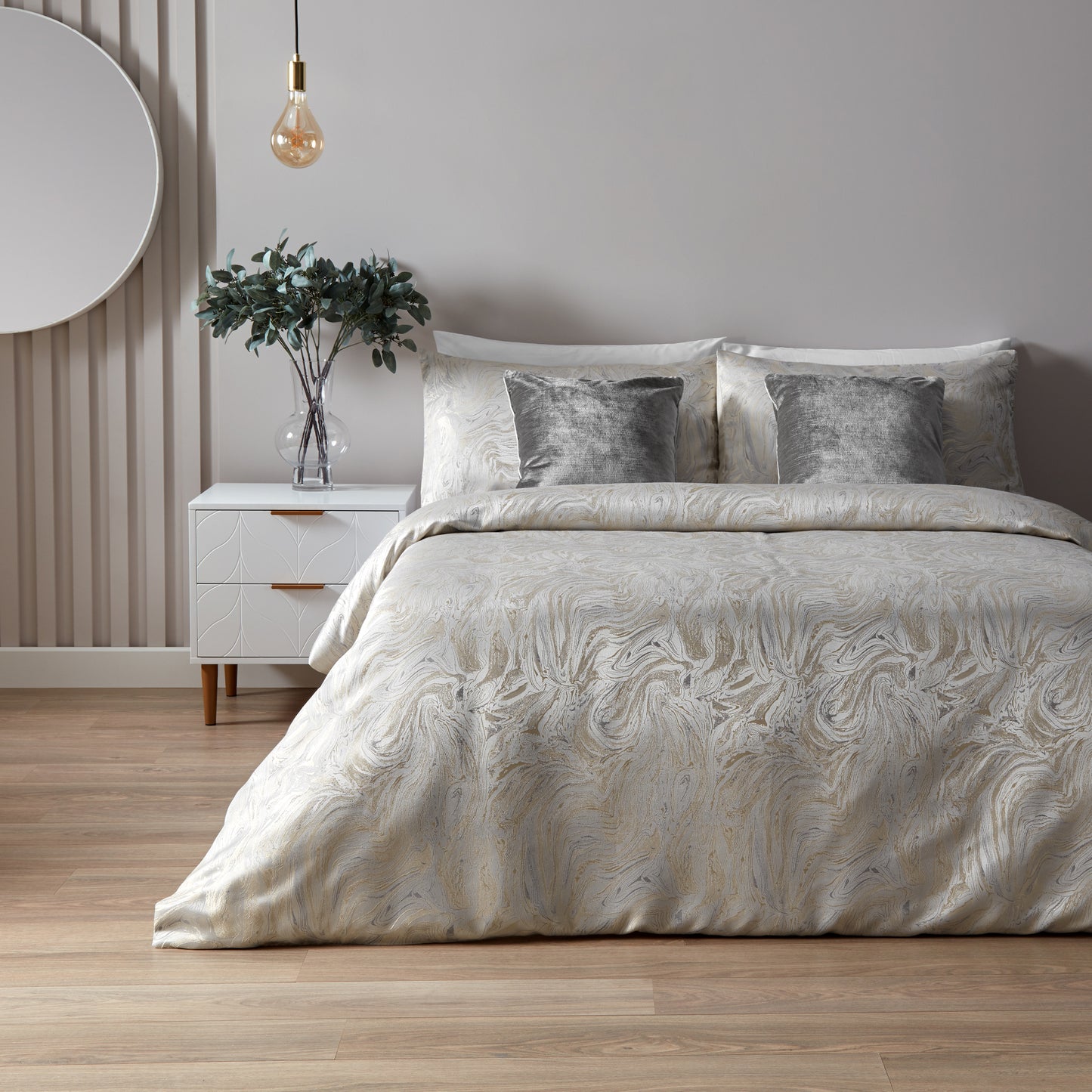 MARBLE SUPER KING DUVET SET OYSTER
