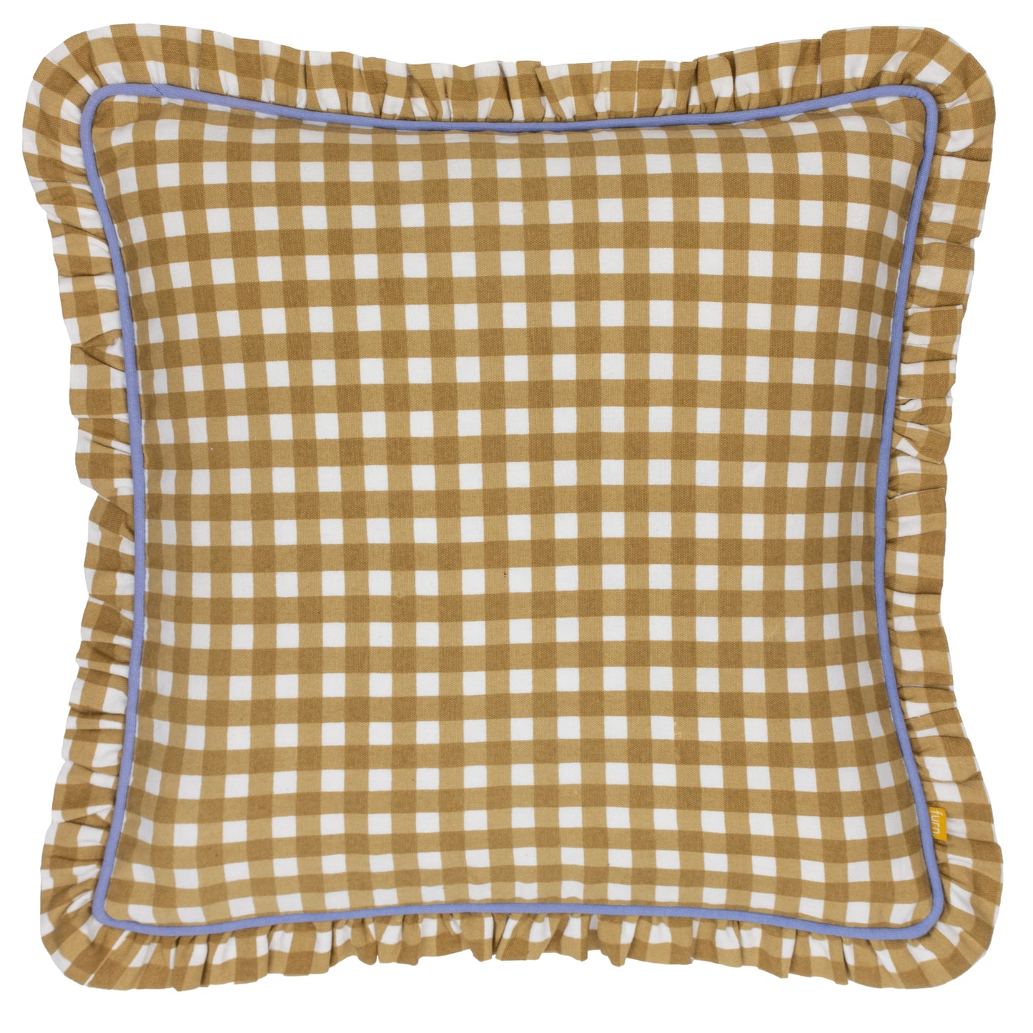 MAUDE GINGHAM 45X45 FEATHER FILLED CUSHION GOLD