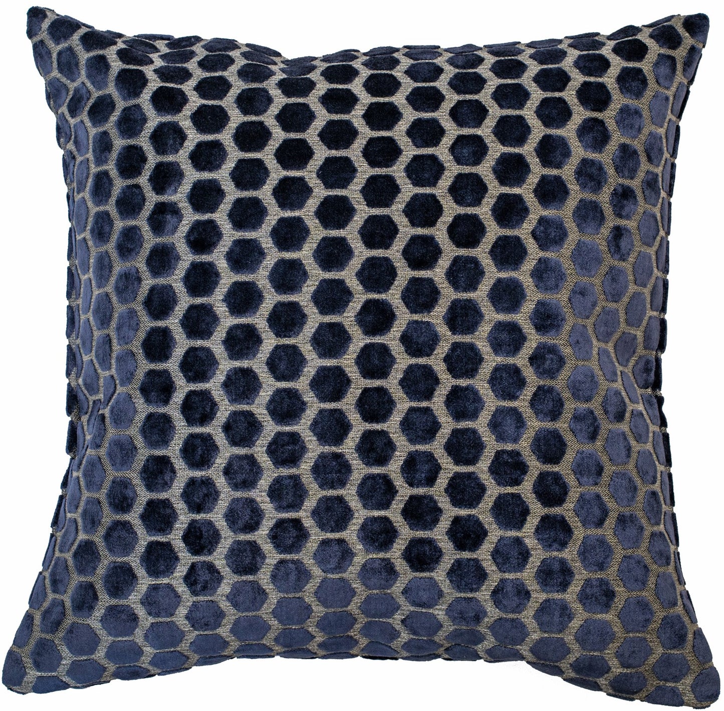 LARGE HEX CUT VELVET NAVY 56 X 56
