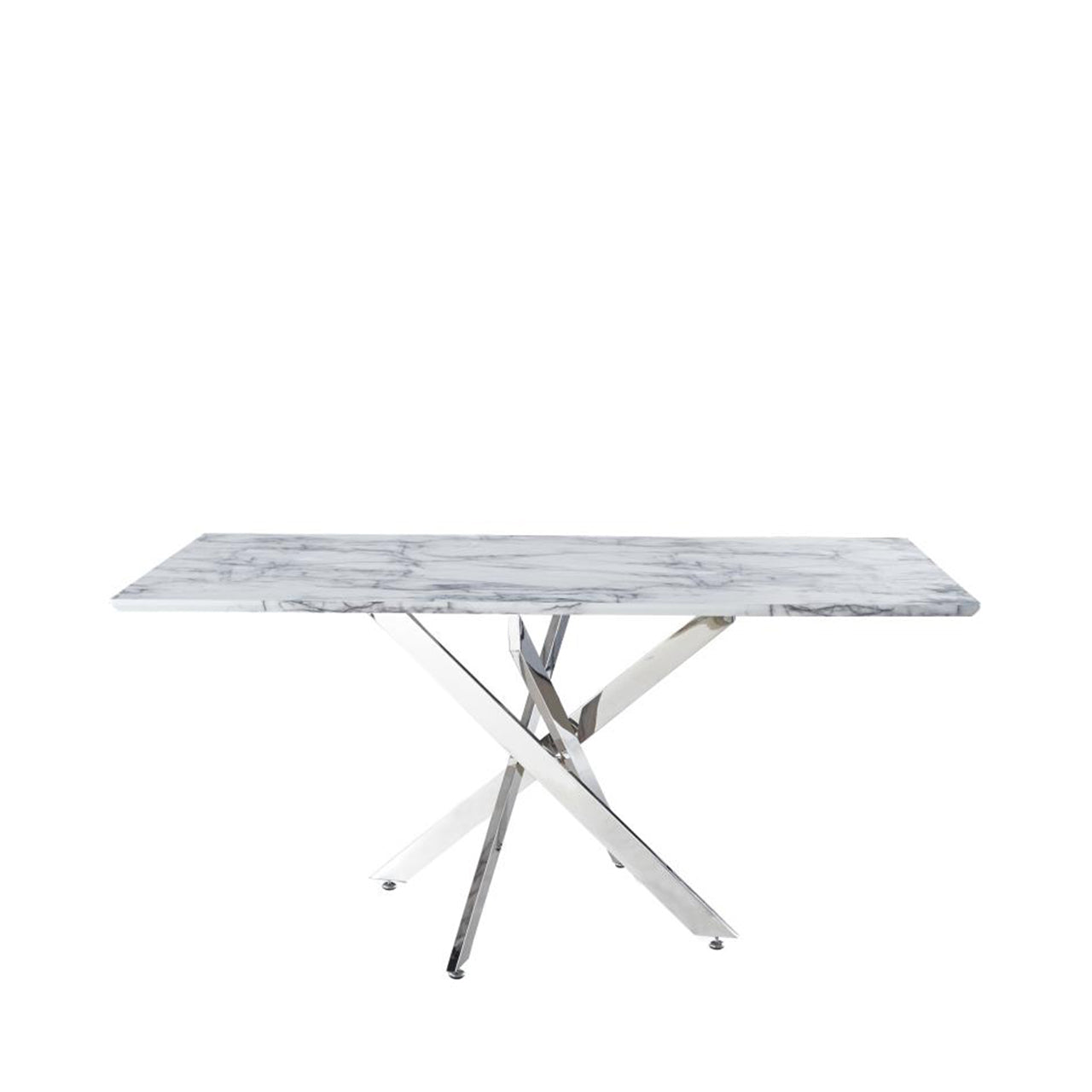 Nova 160cm White Marble & Chro me Rect Dining Table-Pt1 (Top)