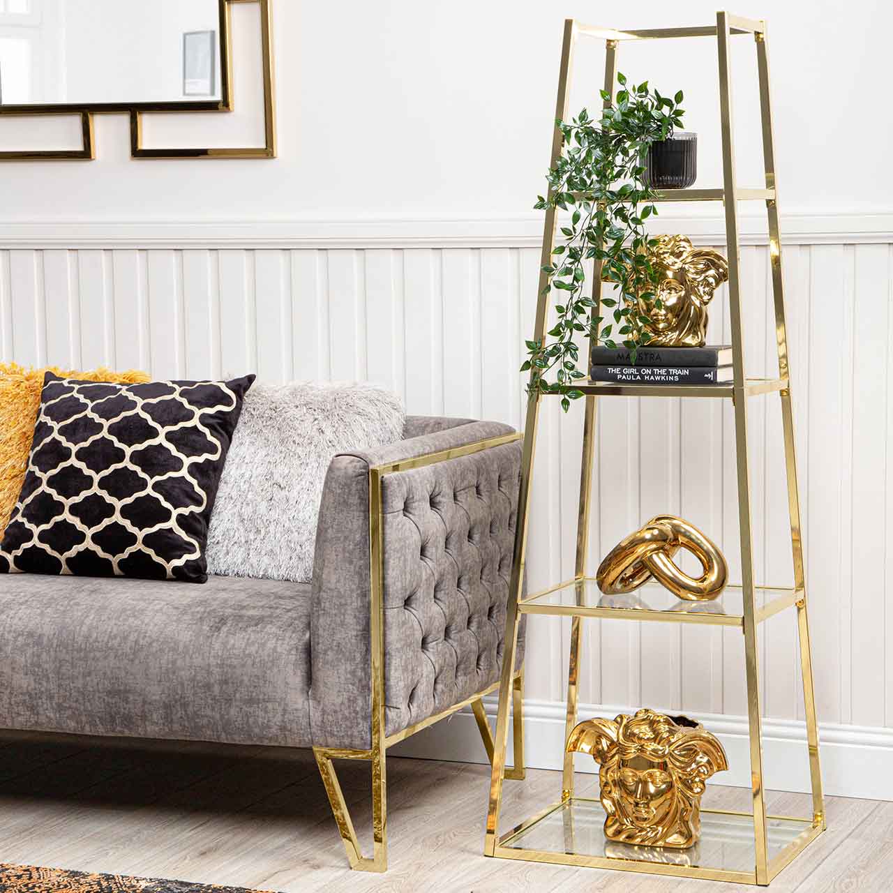 Logan Gold & Clear Glass 4 Tier Ladder Display Unit - KD