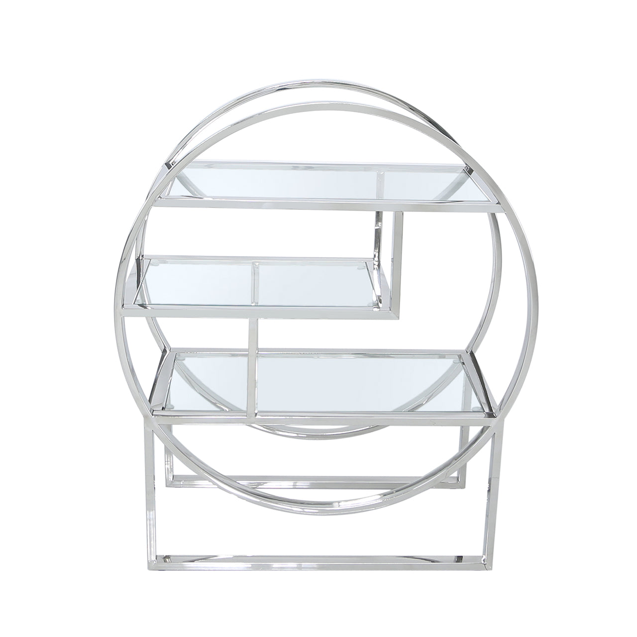 Logan Steel & Clear Glass 3 Tier Round Shelving Unit